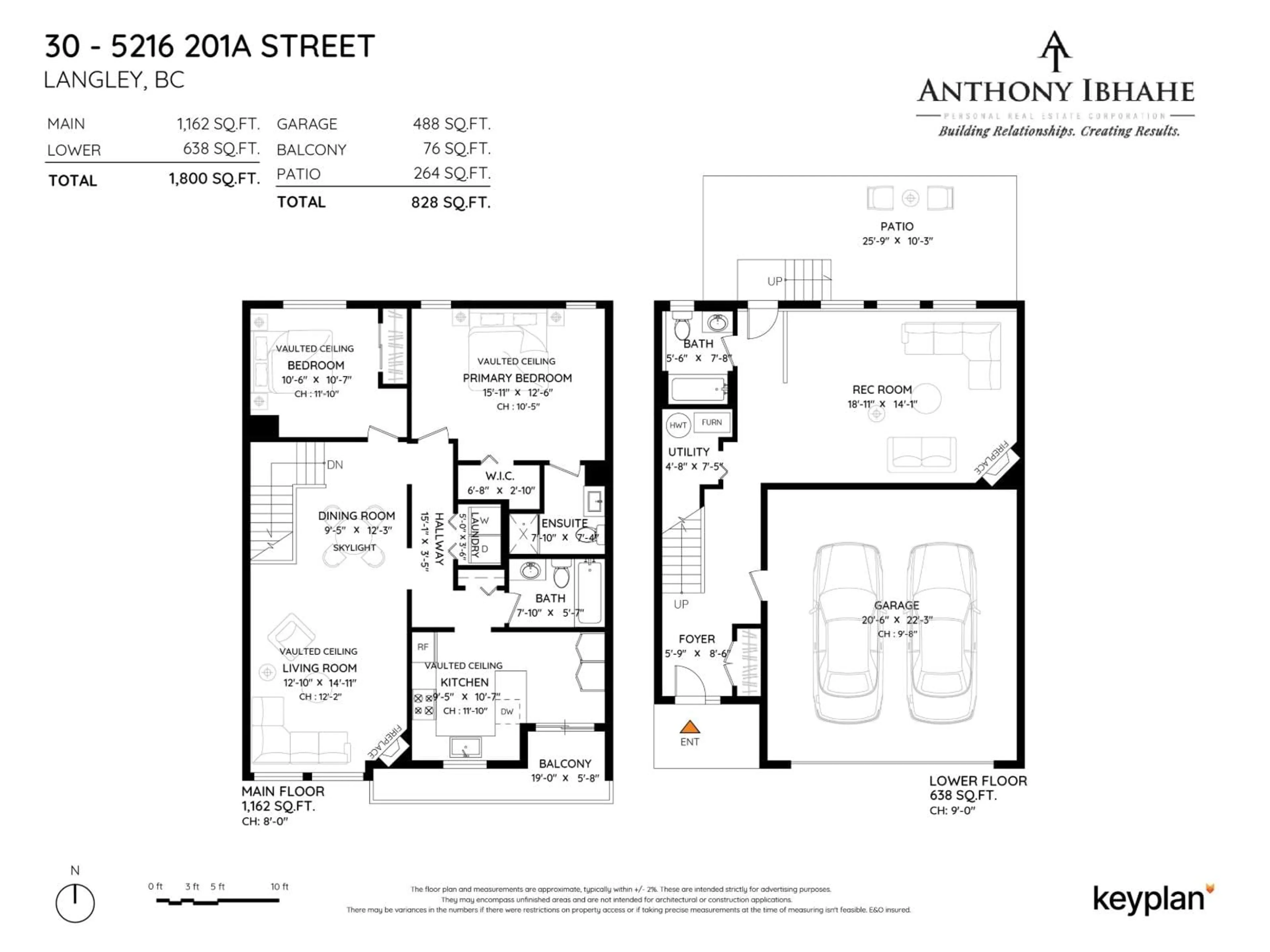 Floor plan for 30 - 5216 201A STREET, Langley British Columbia V3A1S4