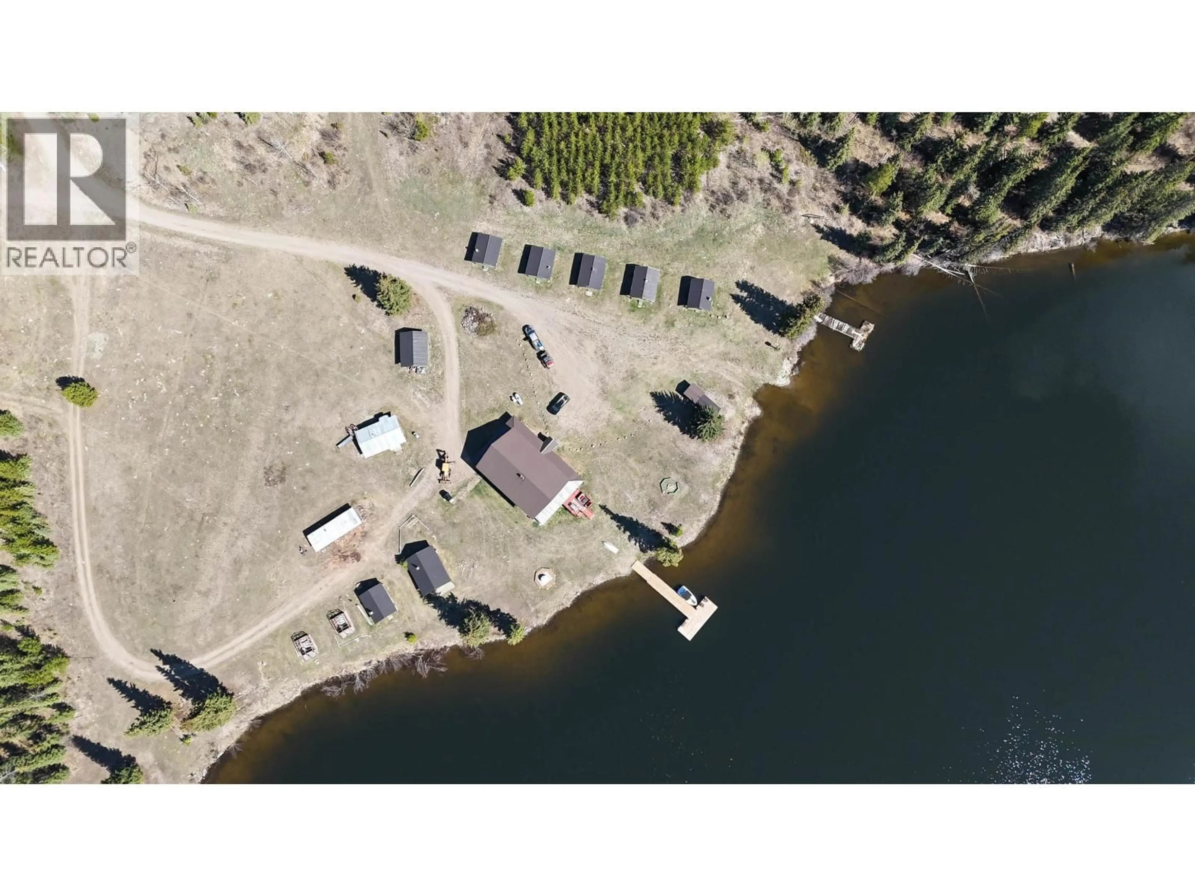 A pic from outside/outdoor area/front of a property/back of a property/a pic from drone, water/lake/river/ocean view for 14167 BATNUNI ROAD, Vanderhoof British Columbia V2J3H9