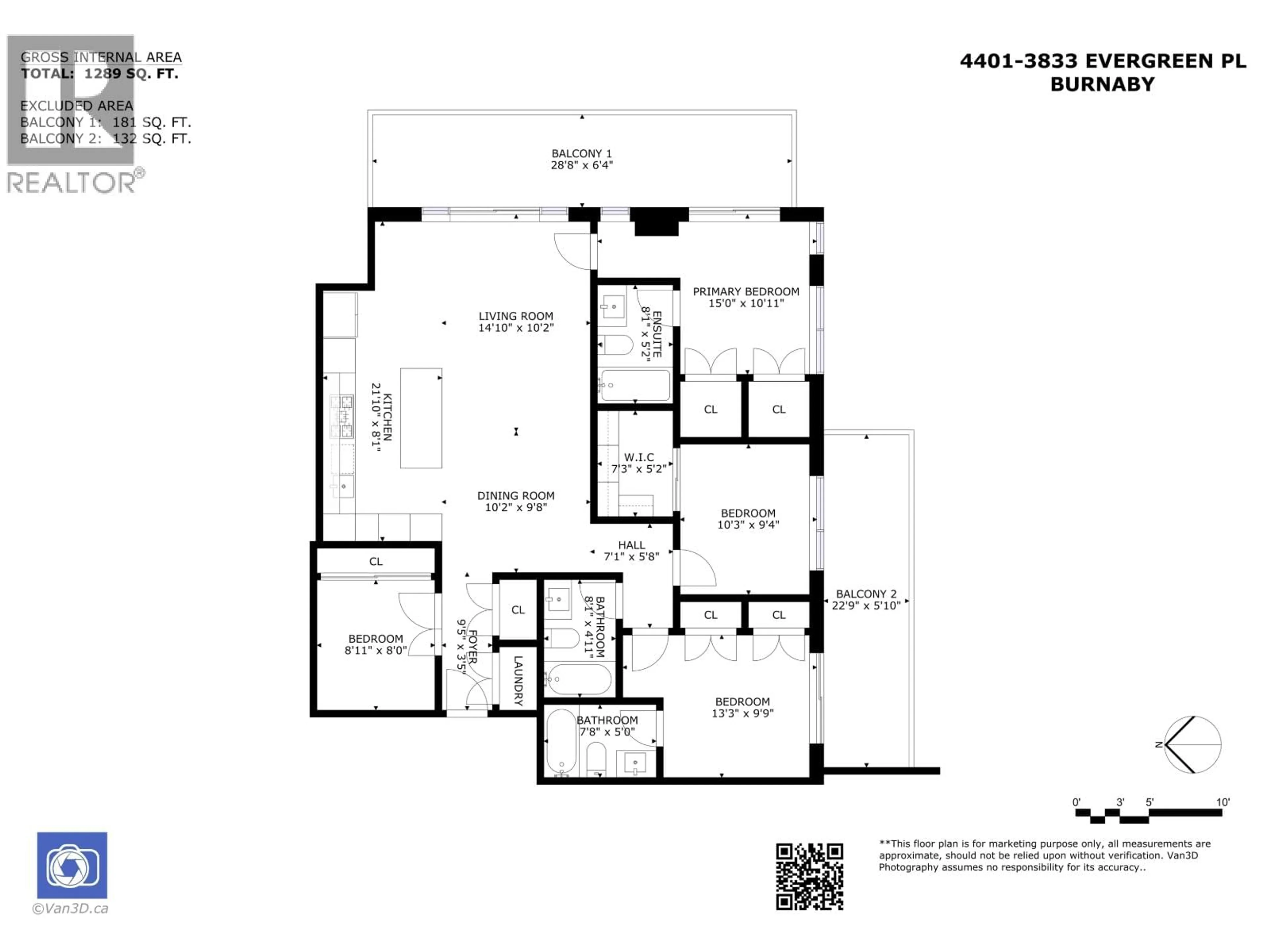Floor plan for 4401 - 3833 EVERGREEN PLACE, Burnaby British Columbia V3J0M2