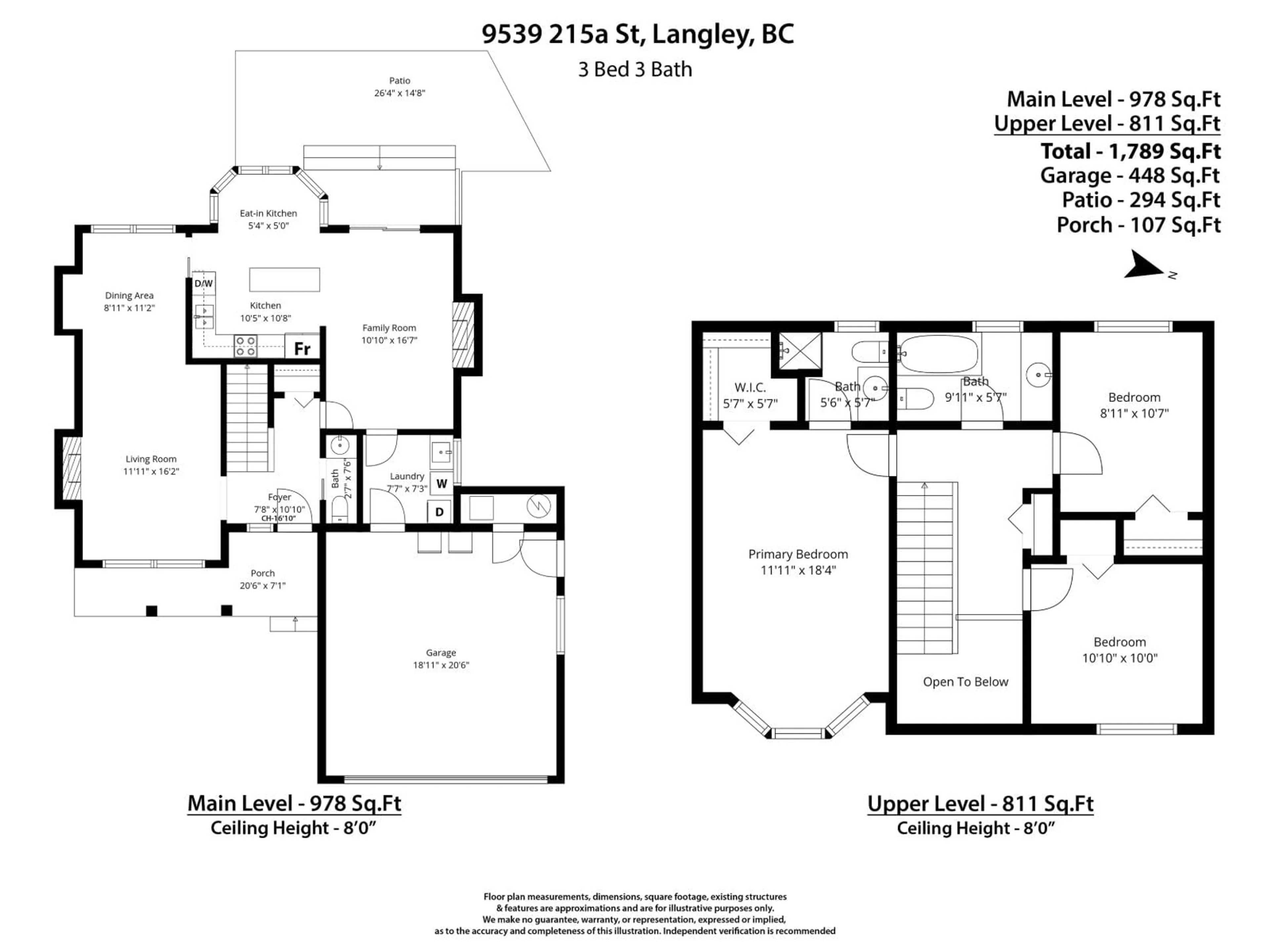 Floor plan for 9539 215A STREET, Langley British Columbia V3A6X5