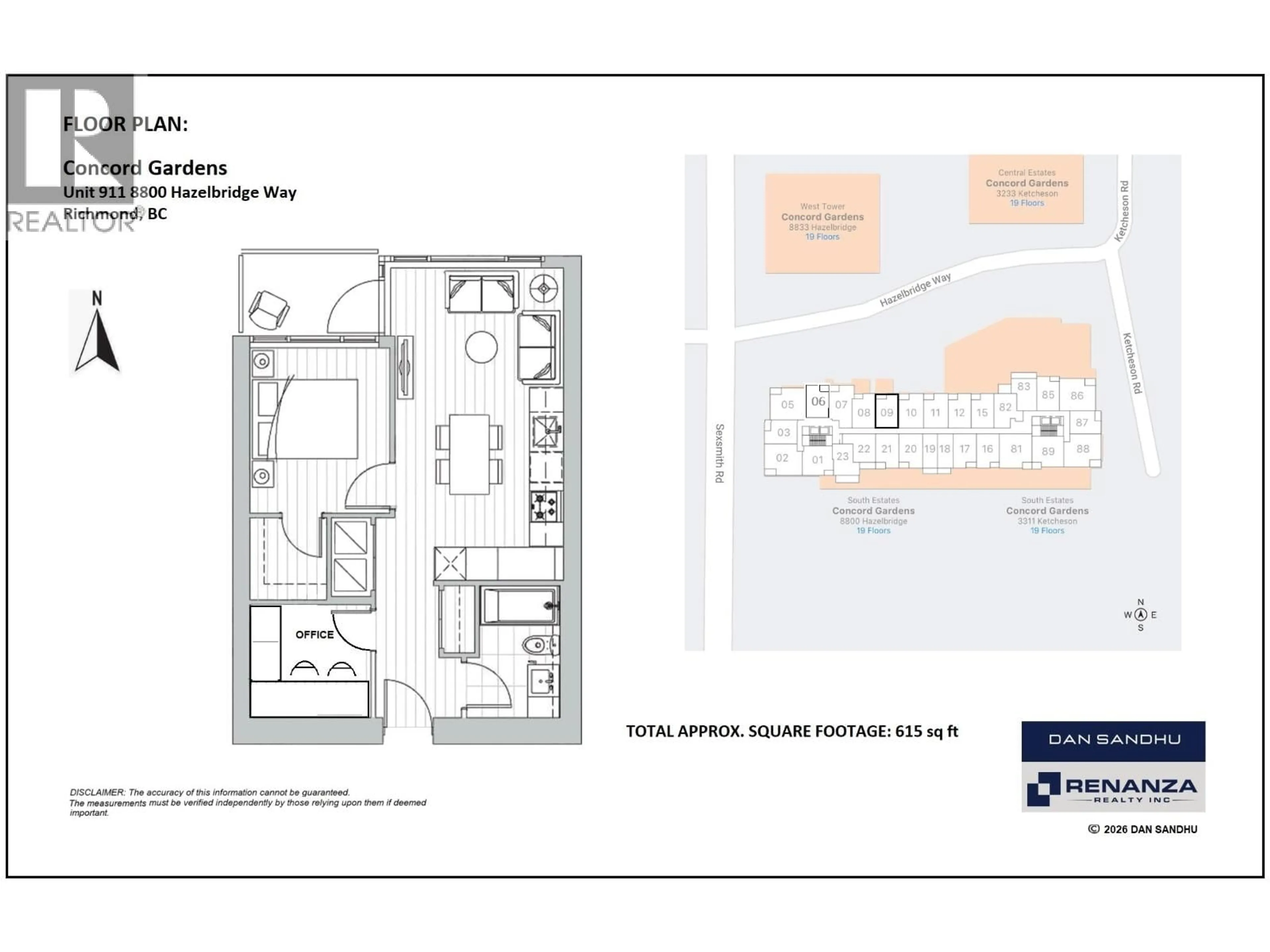 Floor plan for 911 - 8800 HAZELBRIDGE WAY, Richmond British Columbia V6X0S3