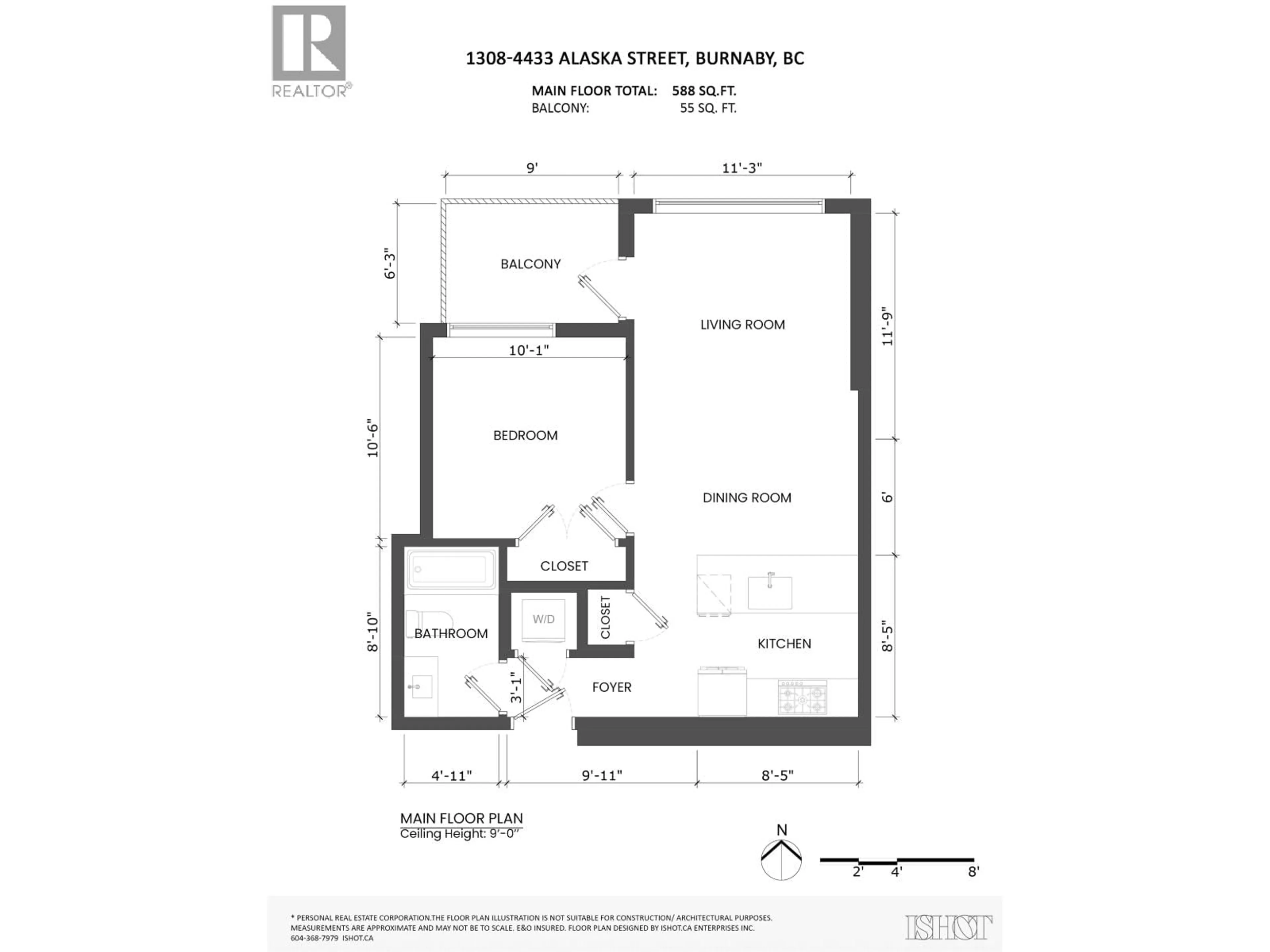 Floor plan for 1308 - 4433 ALASKA STREET, Burnaby British Columbia V5C5T3