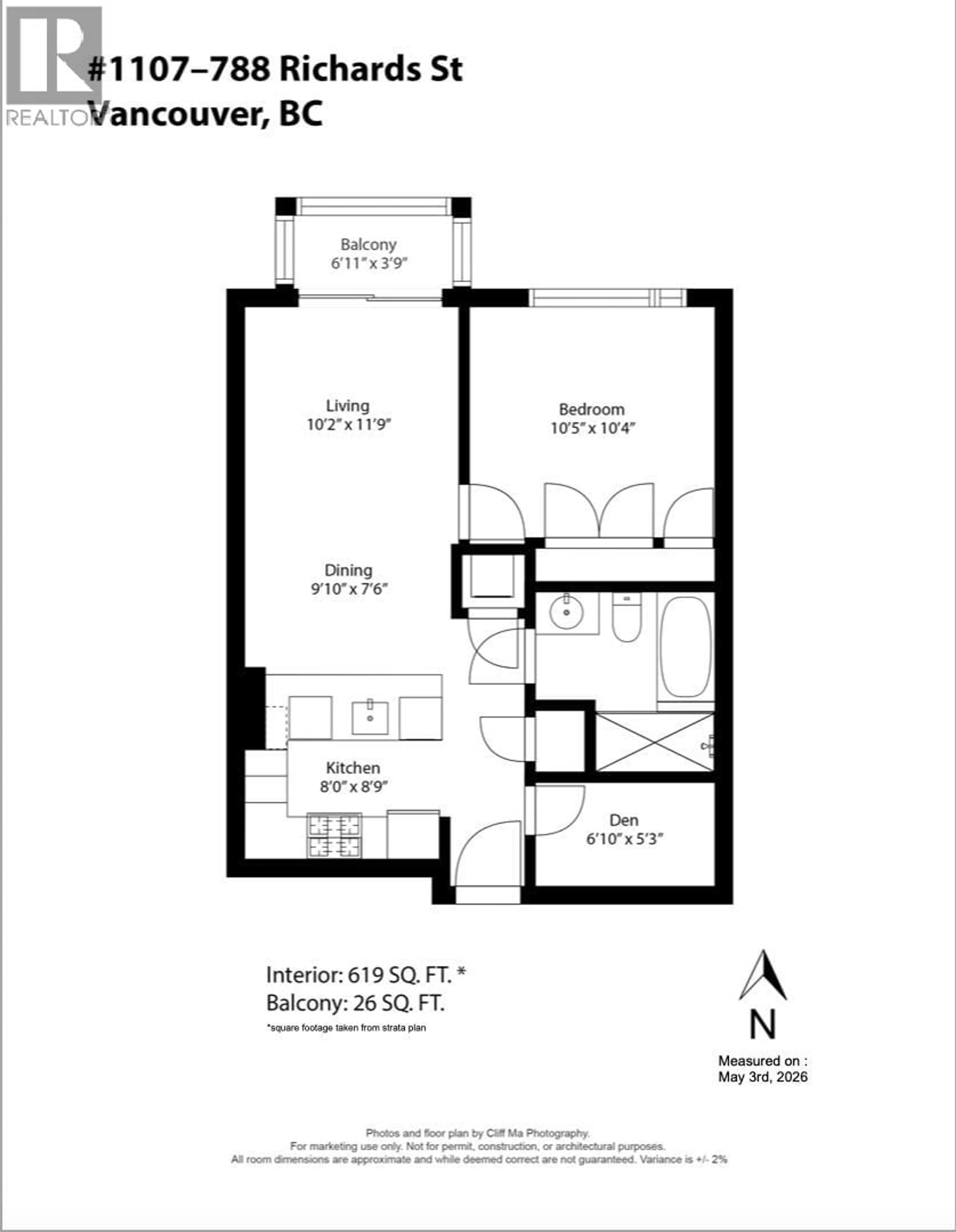 Floor plan for 1107 - 788 RICHARDS STREET, Vancouver British Columbia V6B0C7