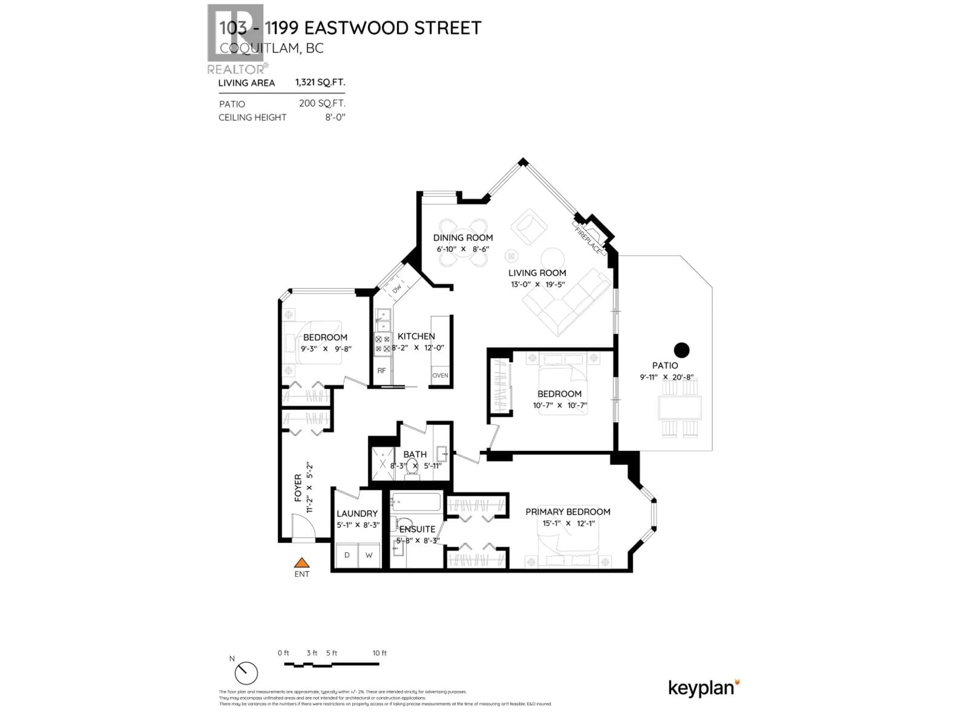 Floor plan for 103 - 1199 EASTWOOD STREET, Coquitlam British Columbia V3B7W7