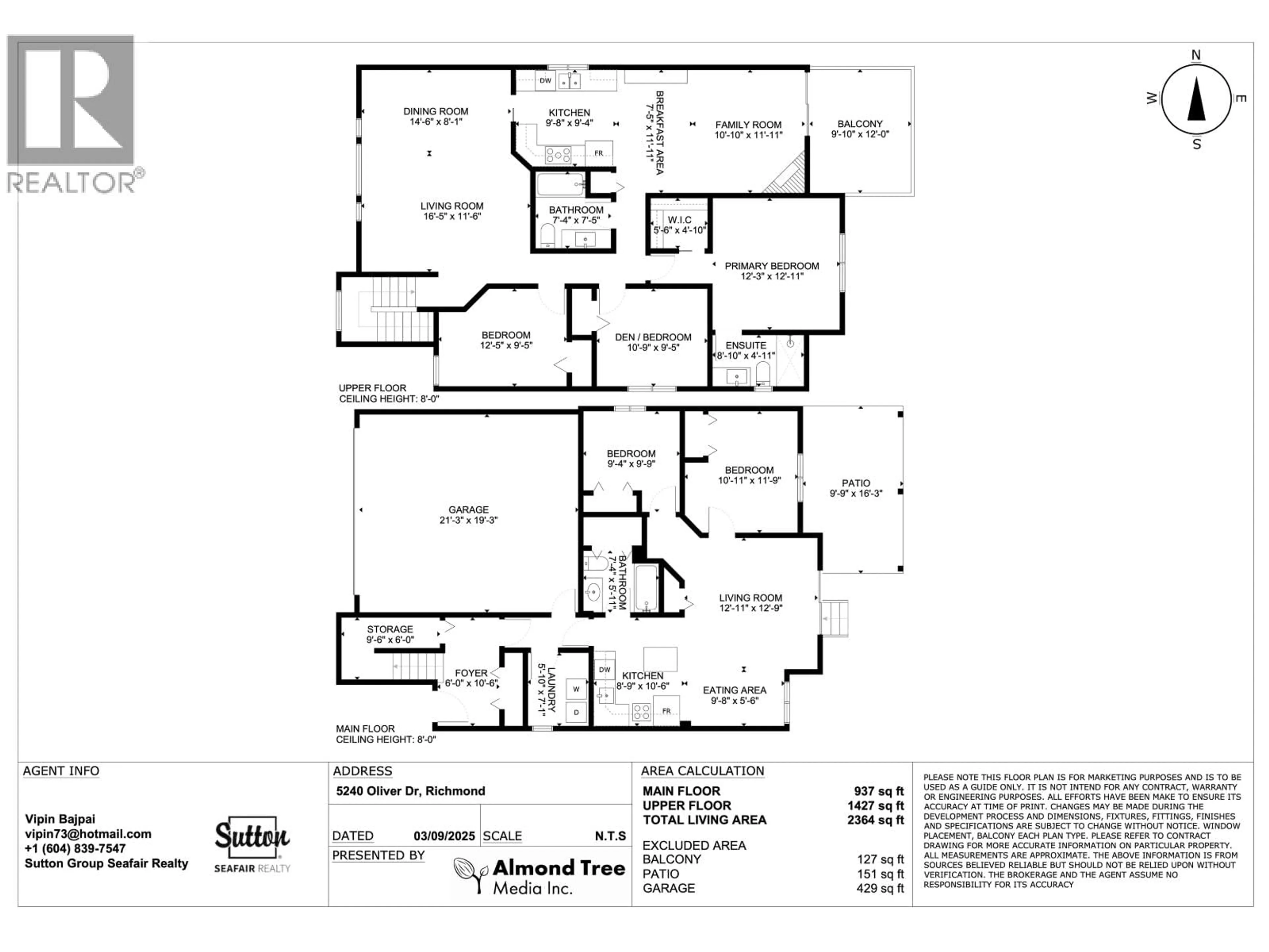 Floor plan for 5240 OLIVER DRIVE, Richmond British Columbia V6V2S8