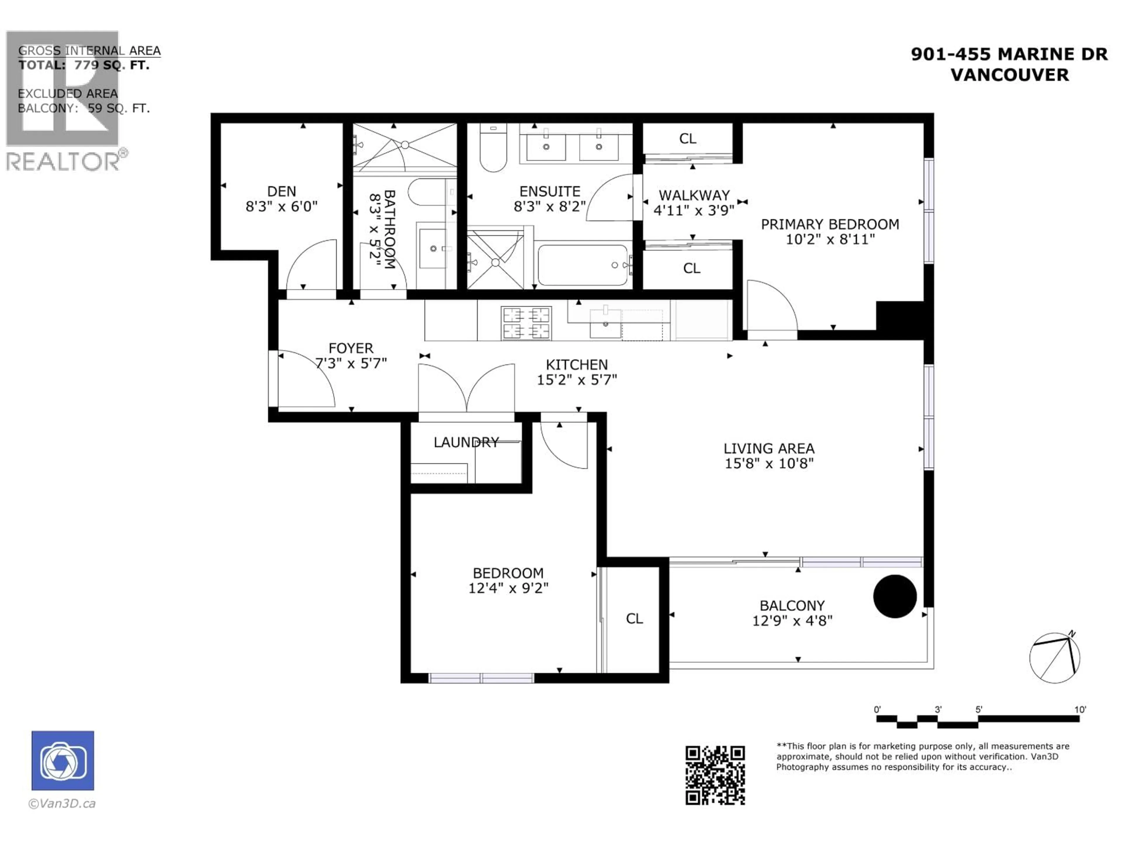 Floor plan for 901 - 455 MARINE DRIVE, Vancouver British Columbia V5X0H3