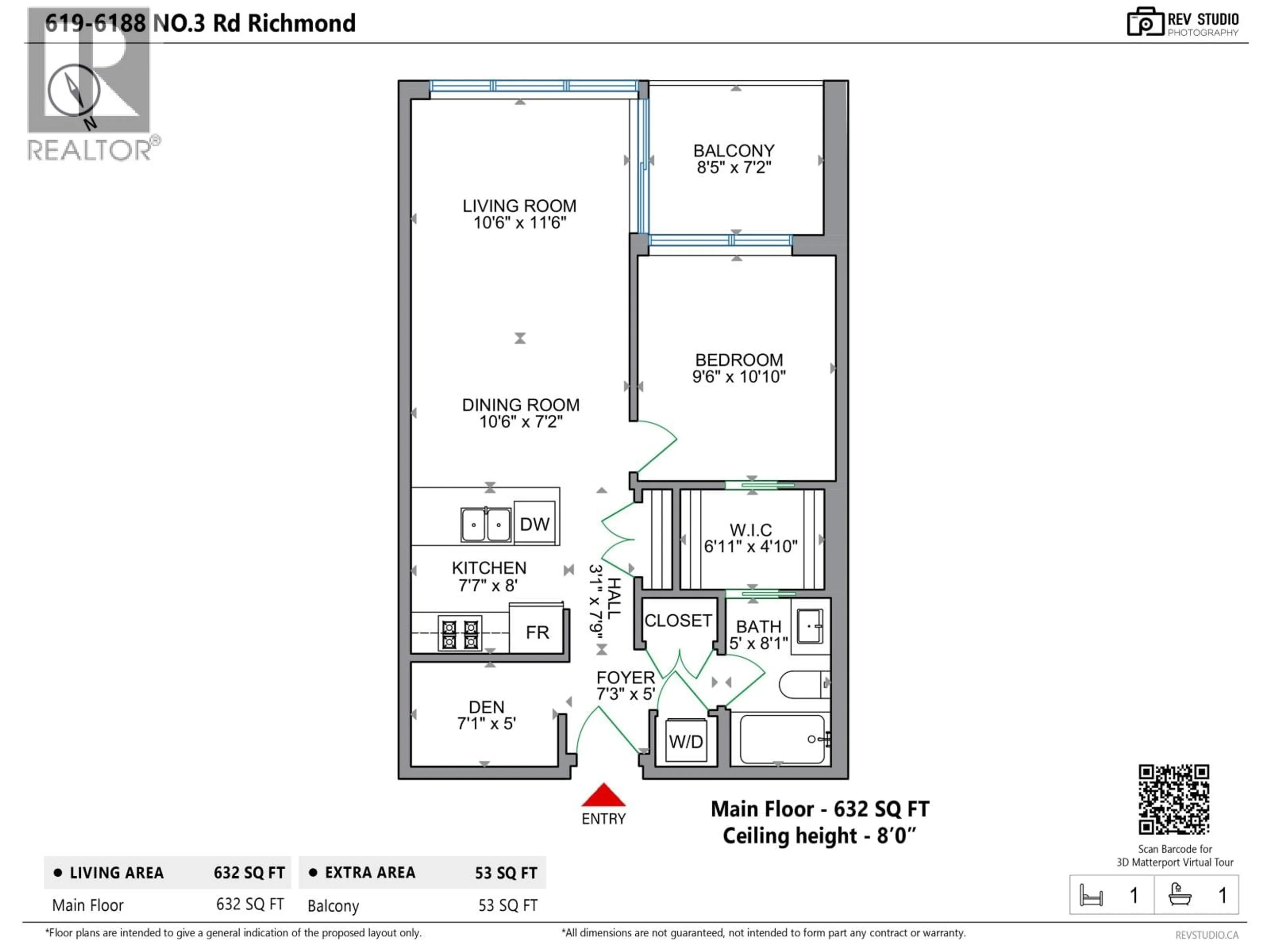 Floor plan for 619 - 6188 NO. 3 ROAD, Richmond British Columbia V6Y0J3