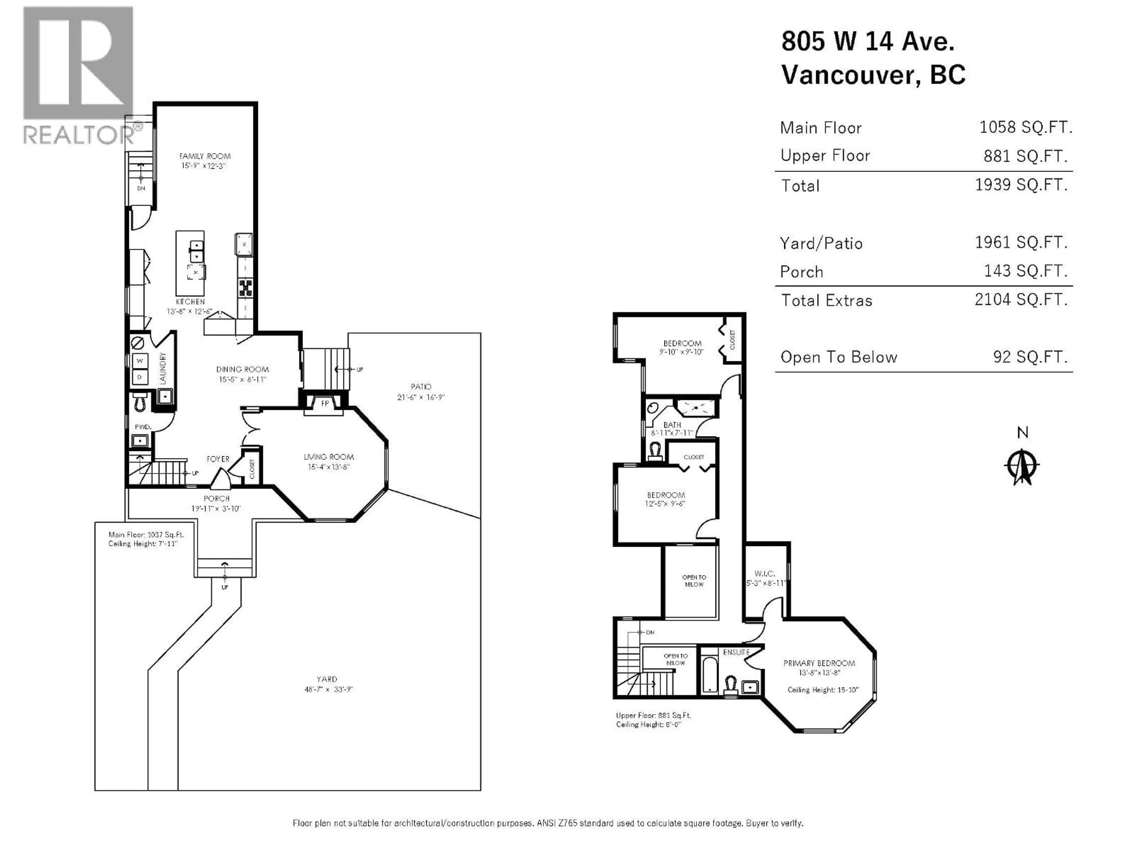 Floor plan for 805 14TH AVENUE, Vancouver British Columbia V5Z1R2
