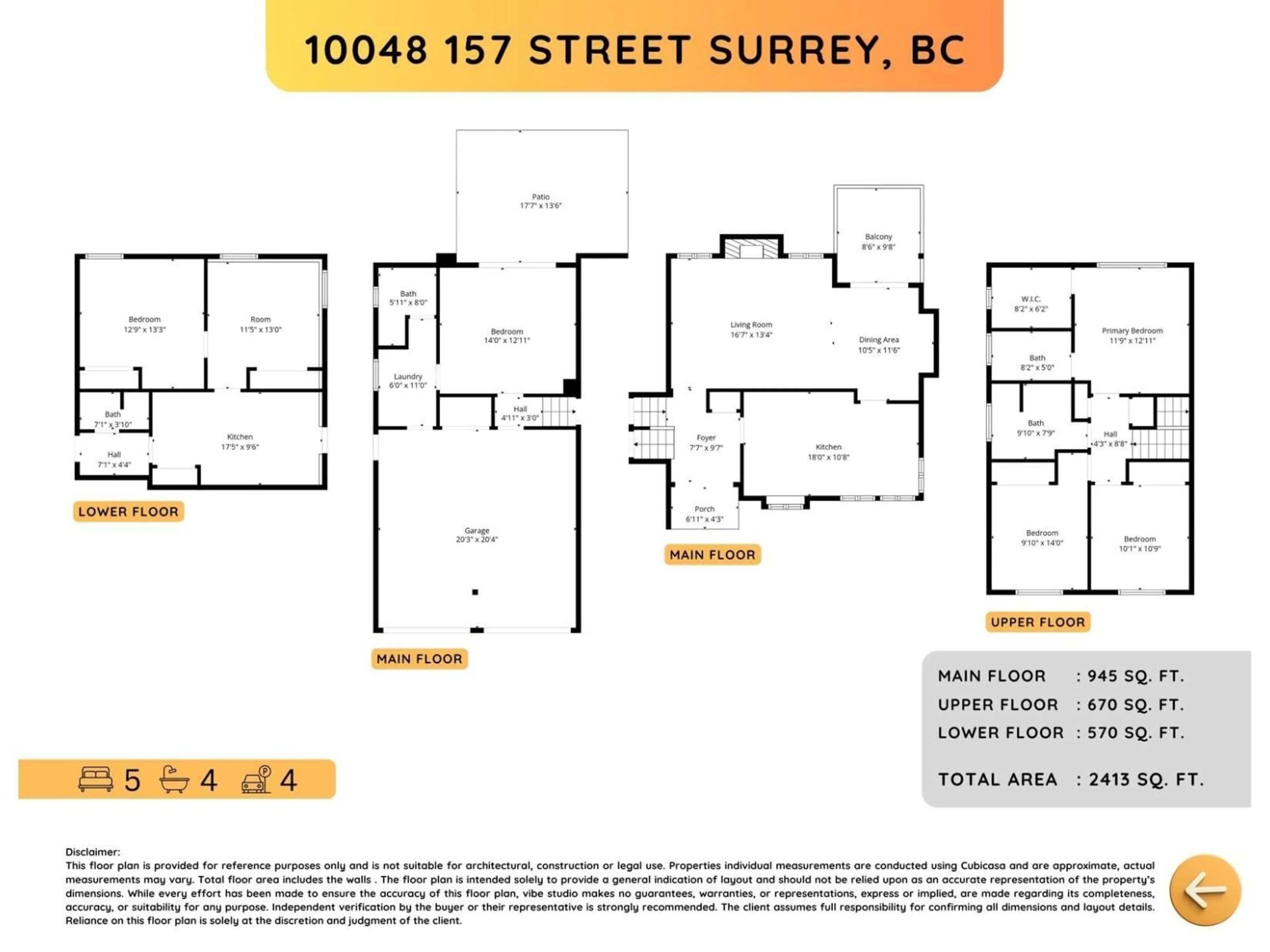 Floor plan for 10048 157 STREET, Surrey British Columbia V4N2R9