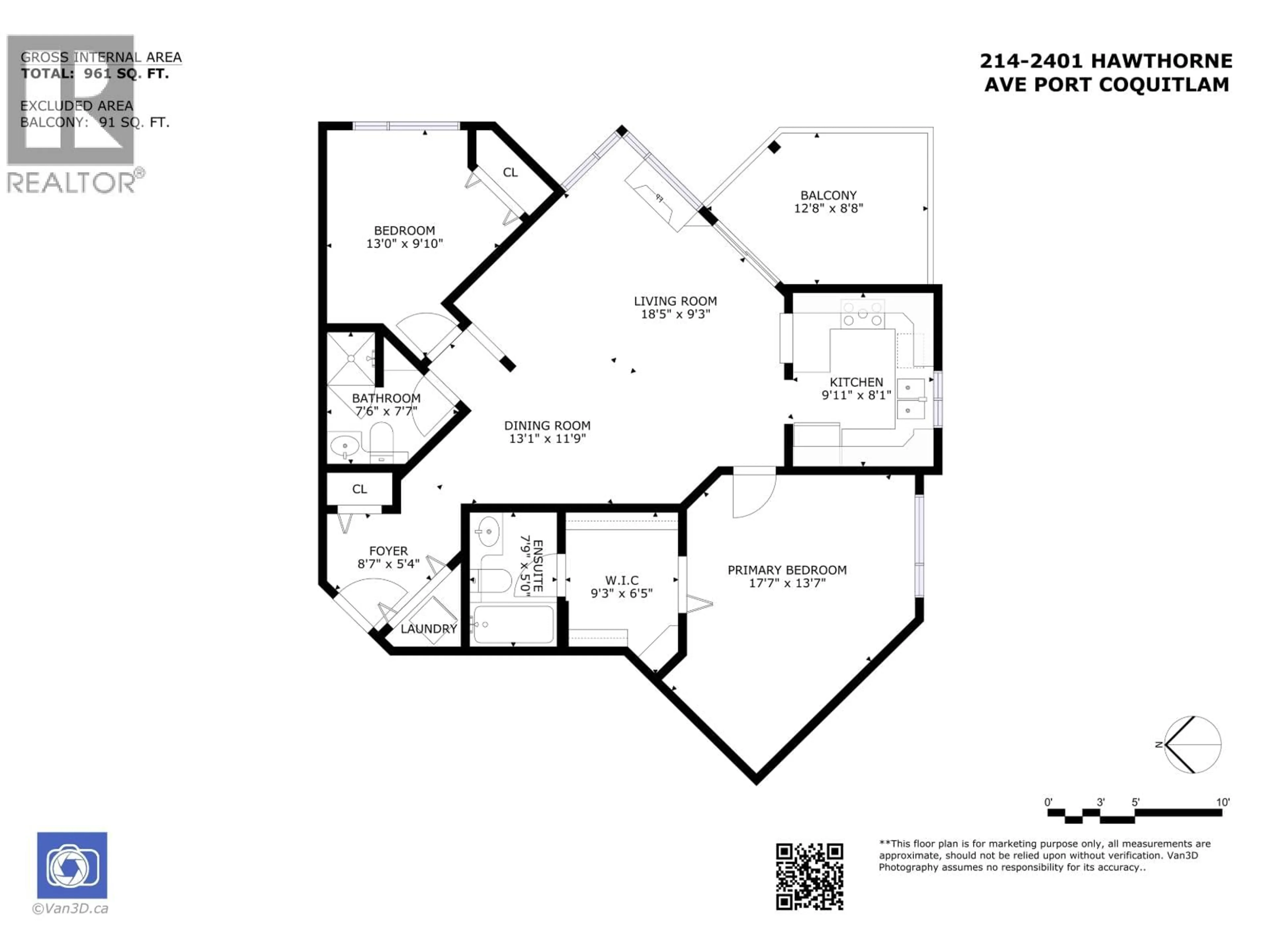 Floor plan for 214 - 2401 HAWTHORNE AVENUE, Port Coquitlam British Columbia V3C6E9