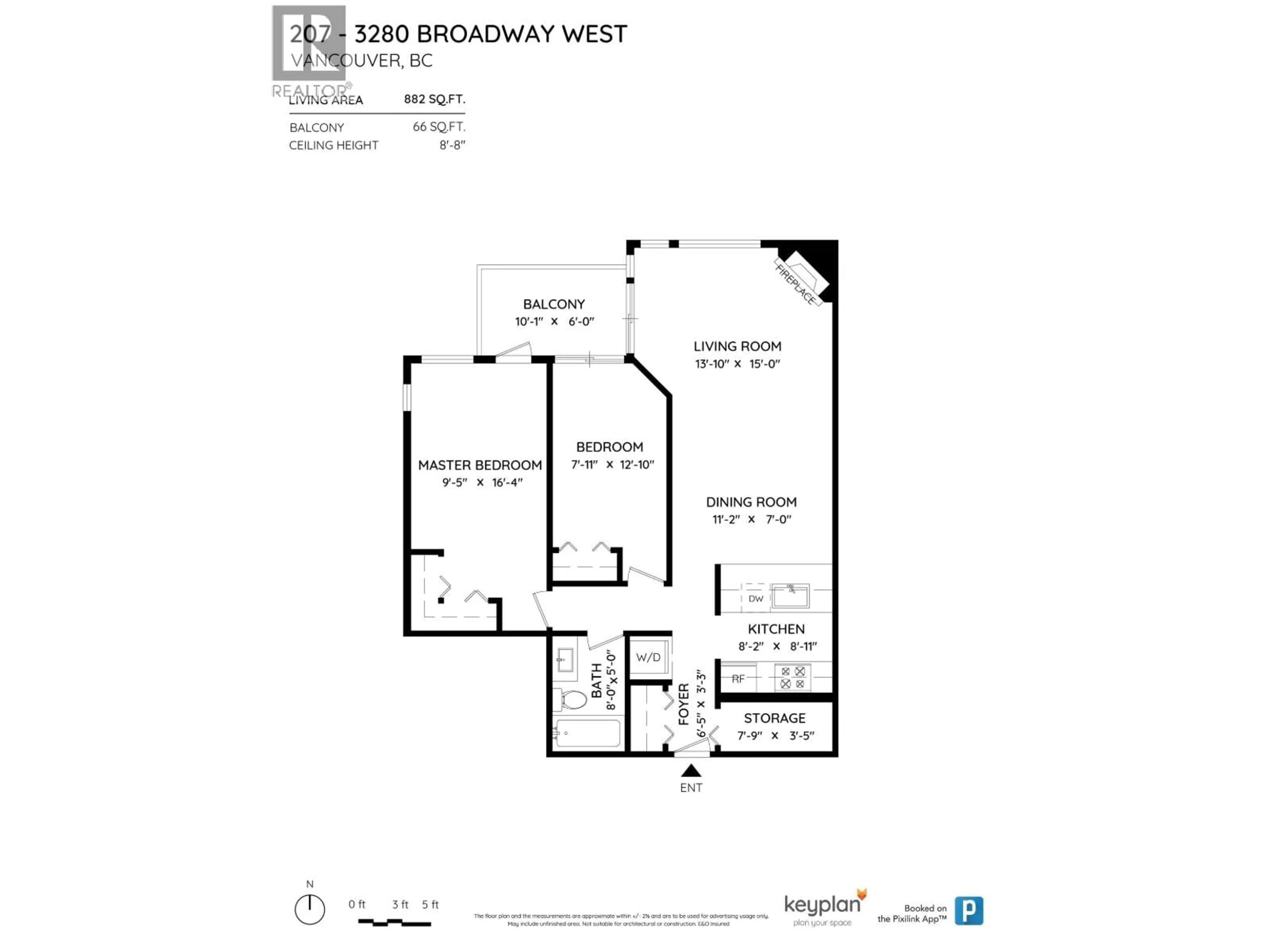 Floor plan for 207 - 3280 BROADWAY, Vancouver British Columbia V6K2H4