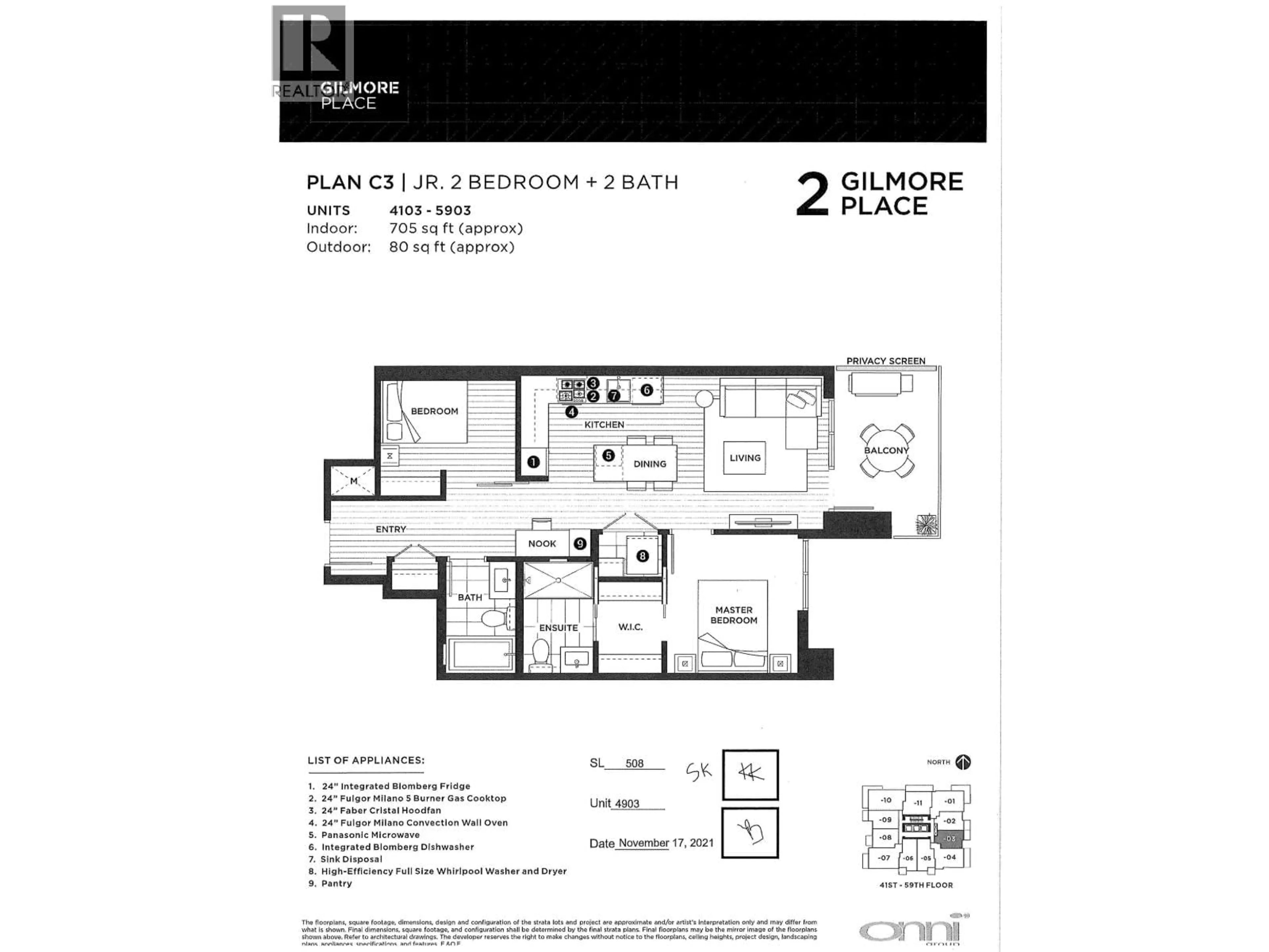 Floor plan for 4903 - 2108 GILMORE AVENUE, Burnaby British Columbia V5C0N8