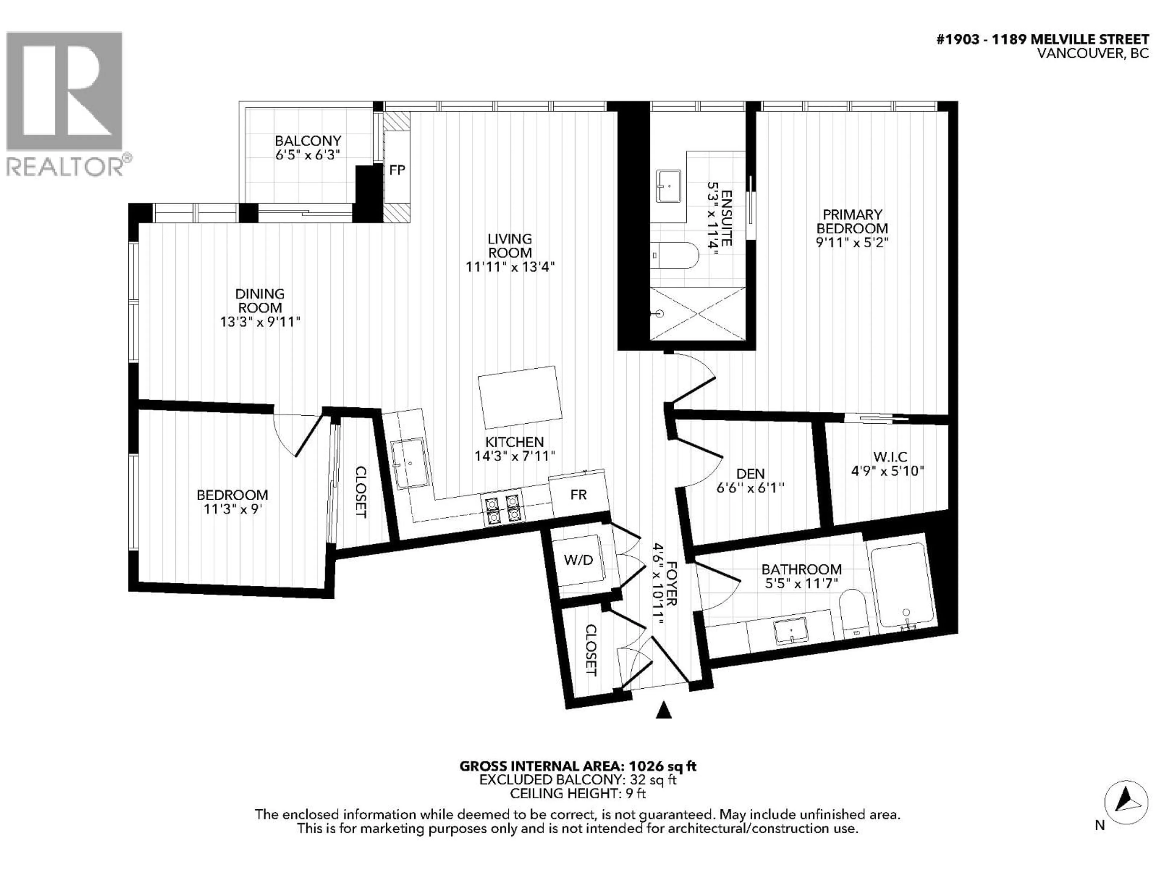 Floor plan for 1903 - 1189 MELVILLE STREET, Vancouver British Columbia V6E4T8