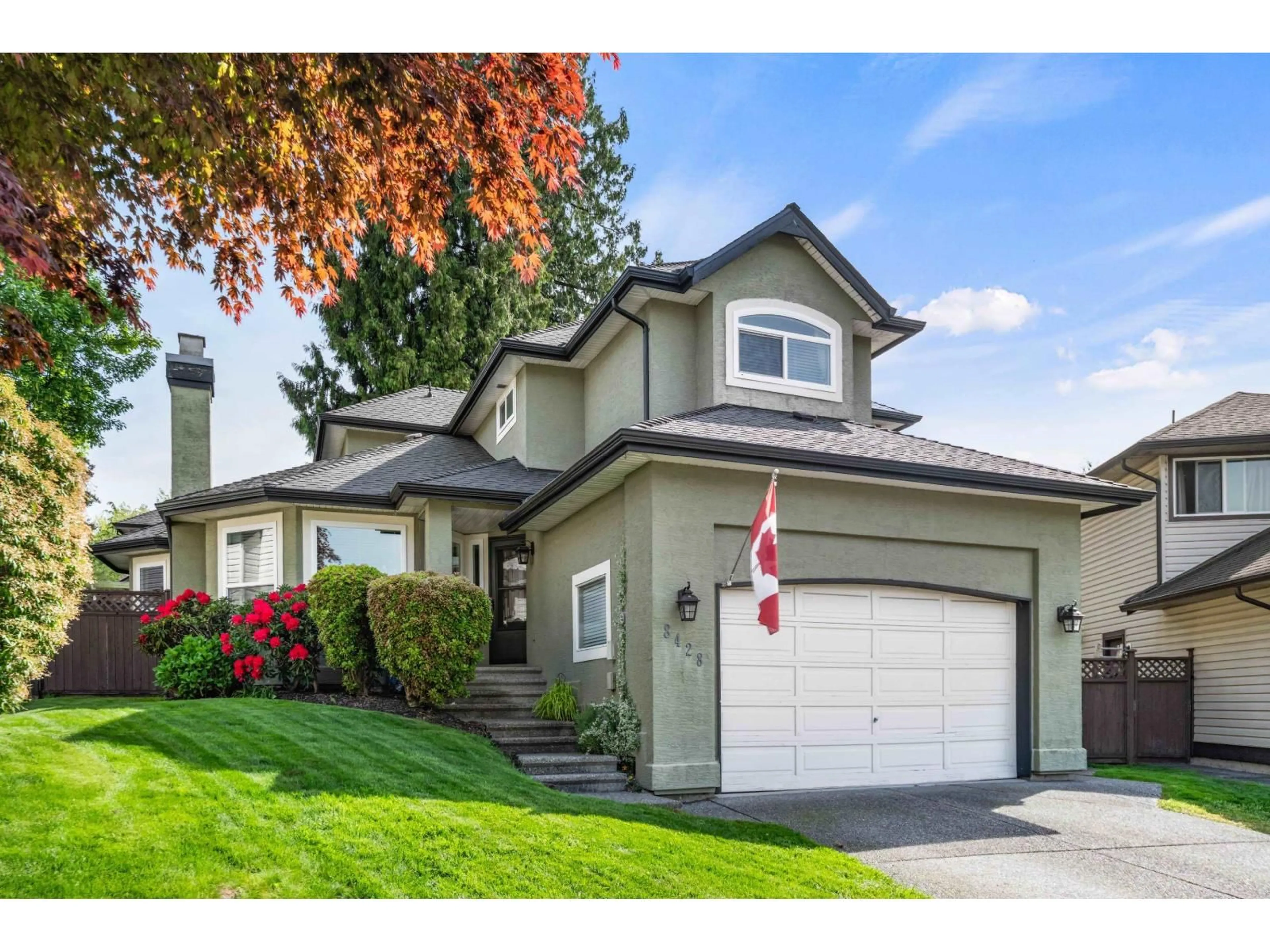 Home with vinyl exterior material, street for 8428 215 STREET, Langley British Columbia V1M2M1