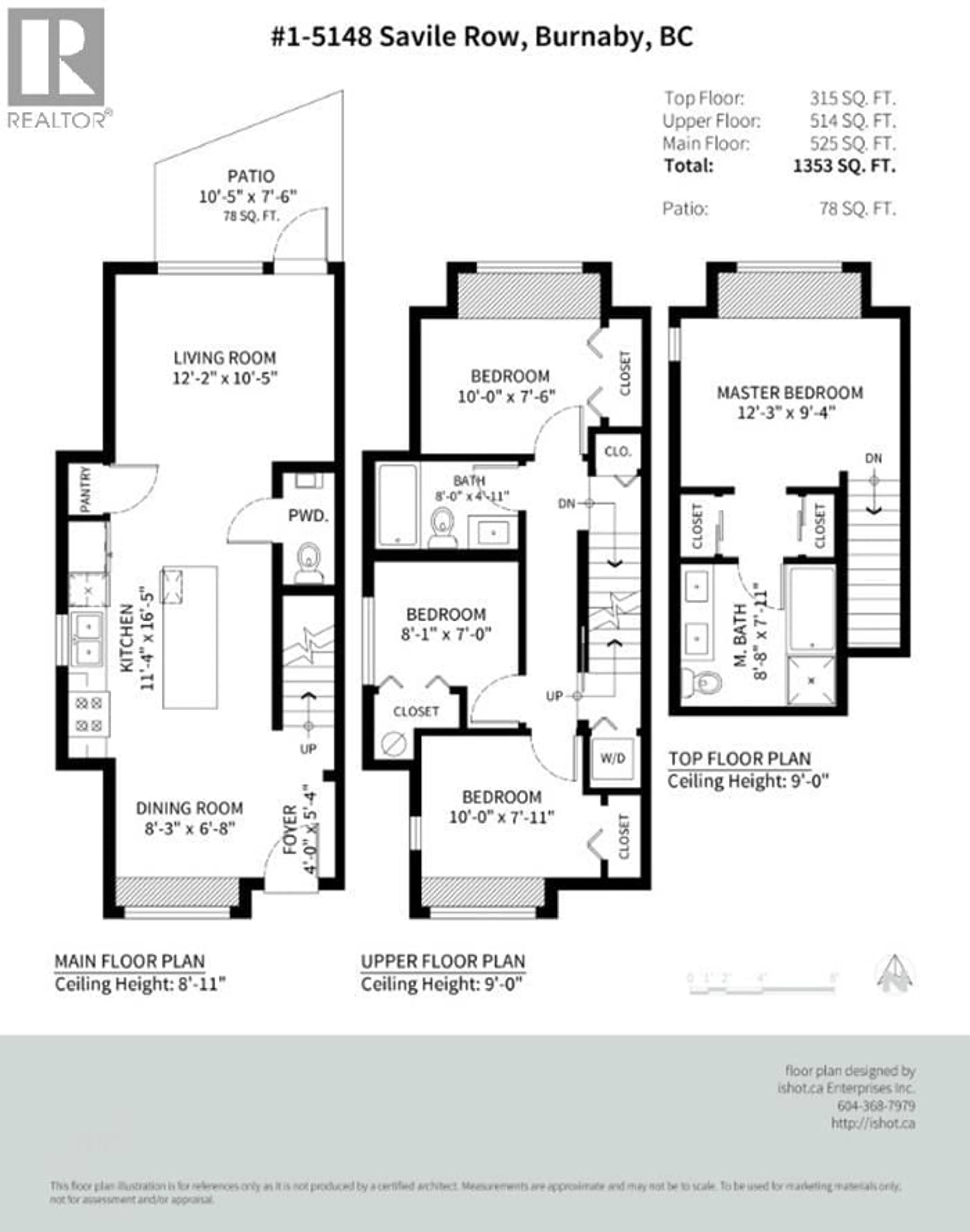 Floor plan for 1 - 5148 SAVILE ROW, Burnaby British Columbia V5E0C3