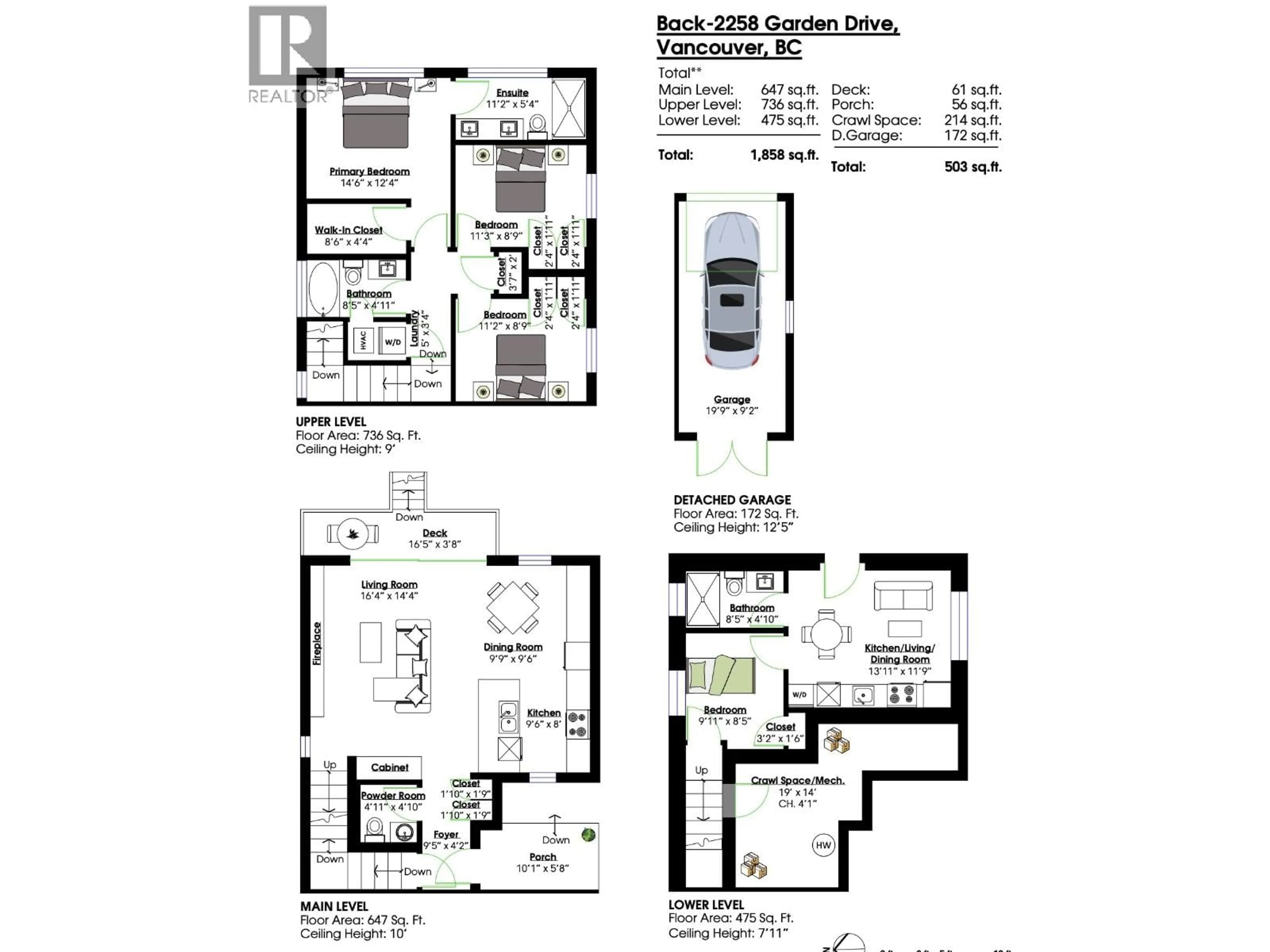 Floor plan for 2258 GARDEN DRIVE, Vancouver British Columbia V5N4X2