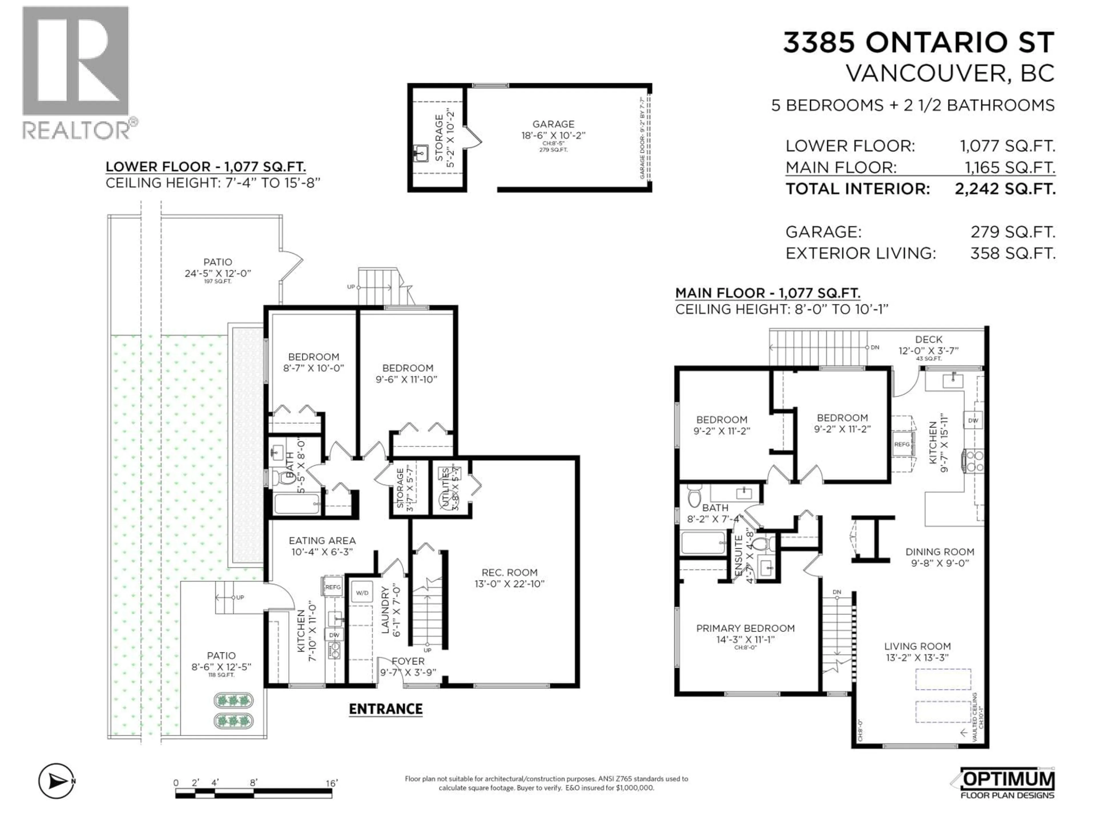 Floor plan for 3385 ONTARIO STREET, Vancouver British Columbia V5V5B9