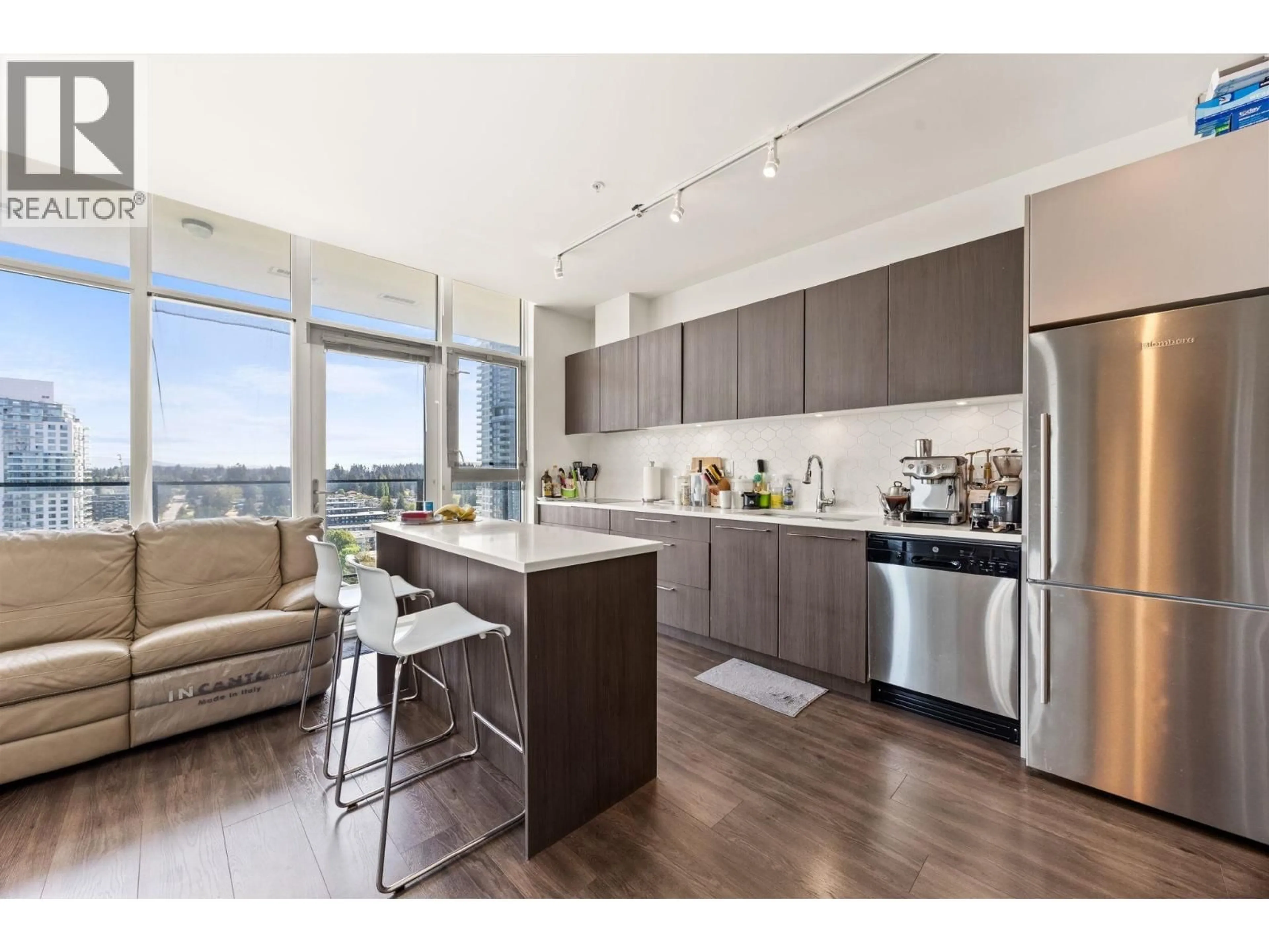 Open concept kitchen, wood/laminate floor for 2108 - 691 NORTH ROAD, Coquitlam British Columbia V3J0H9