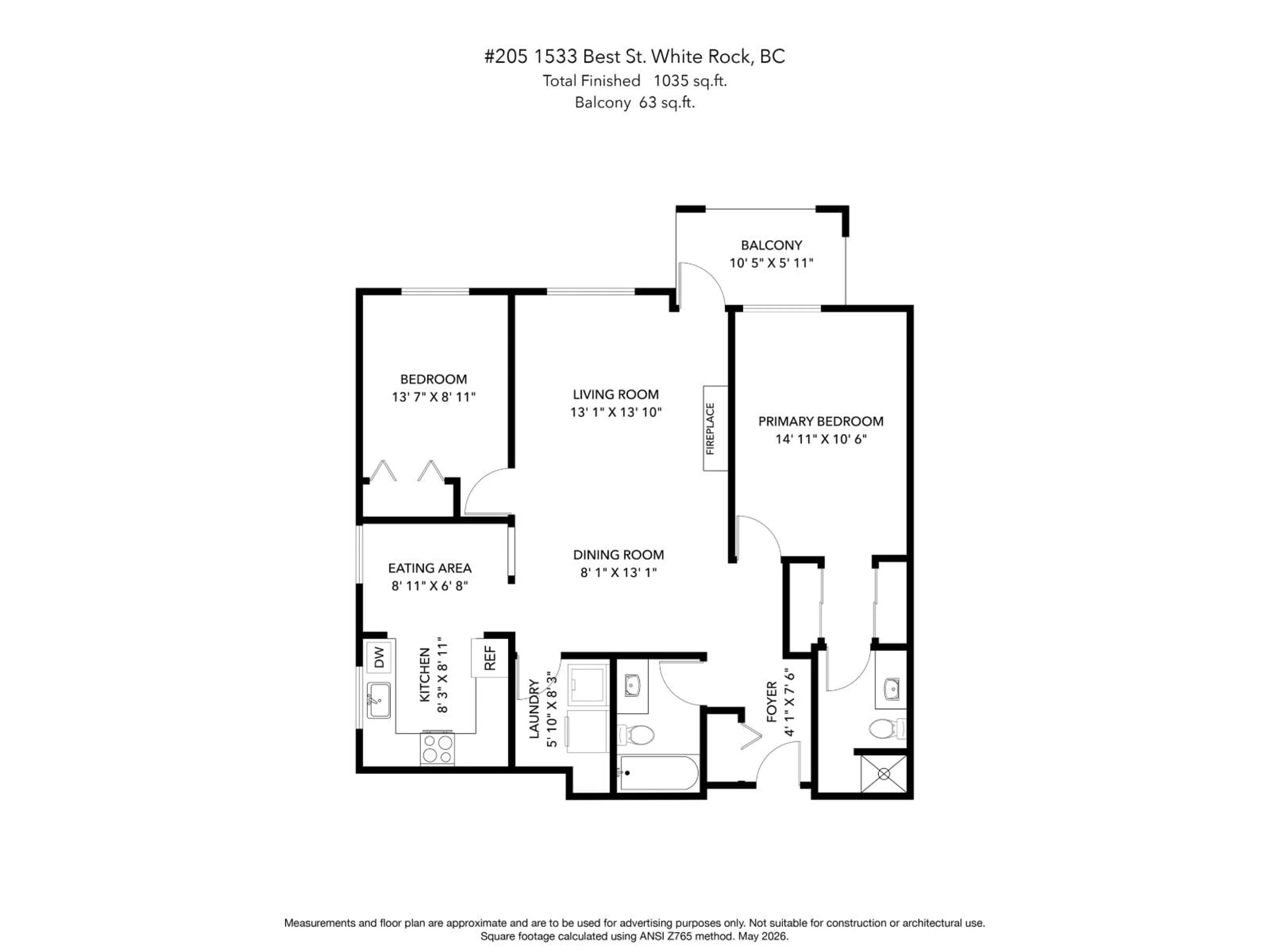 Floor plan for 205 - 1533 BEST STREET, White Rock British Columbia V4B4E9