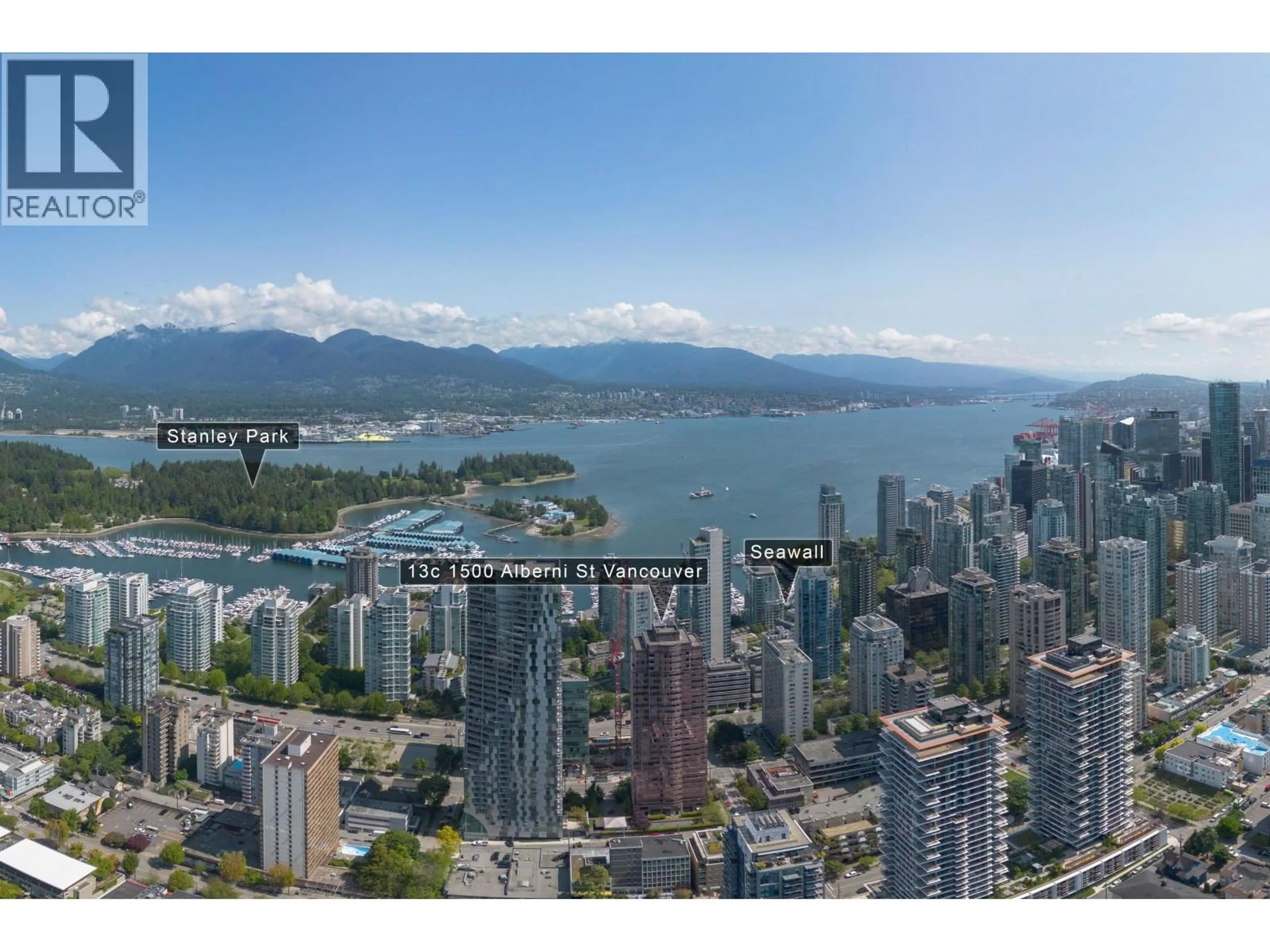 A pic from outside/outdoor area/front of a property/back of a property/a pic from drone, water/lake/river/ocean view for 13C - 1500 ALBERNI STREET, Vancouver British Columbia V6G3C9