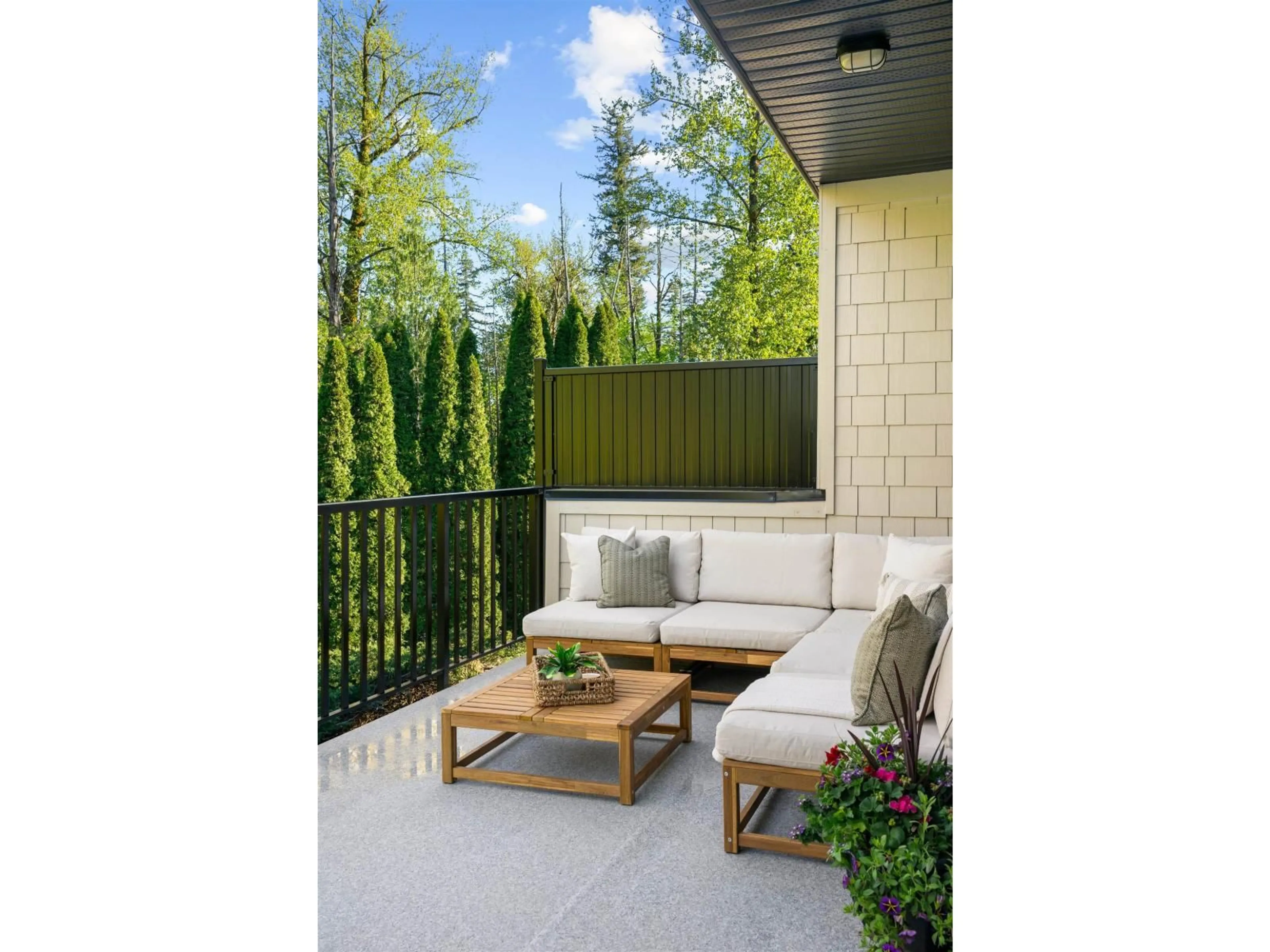 Patio, forest/trees view for 16 - 6828 208A STREET, Langley British Columbia V2Y2R7