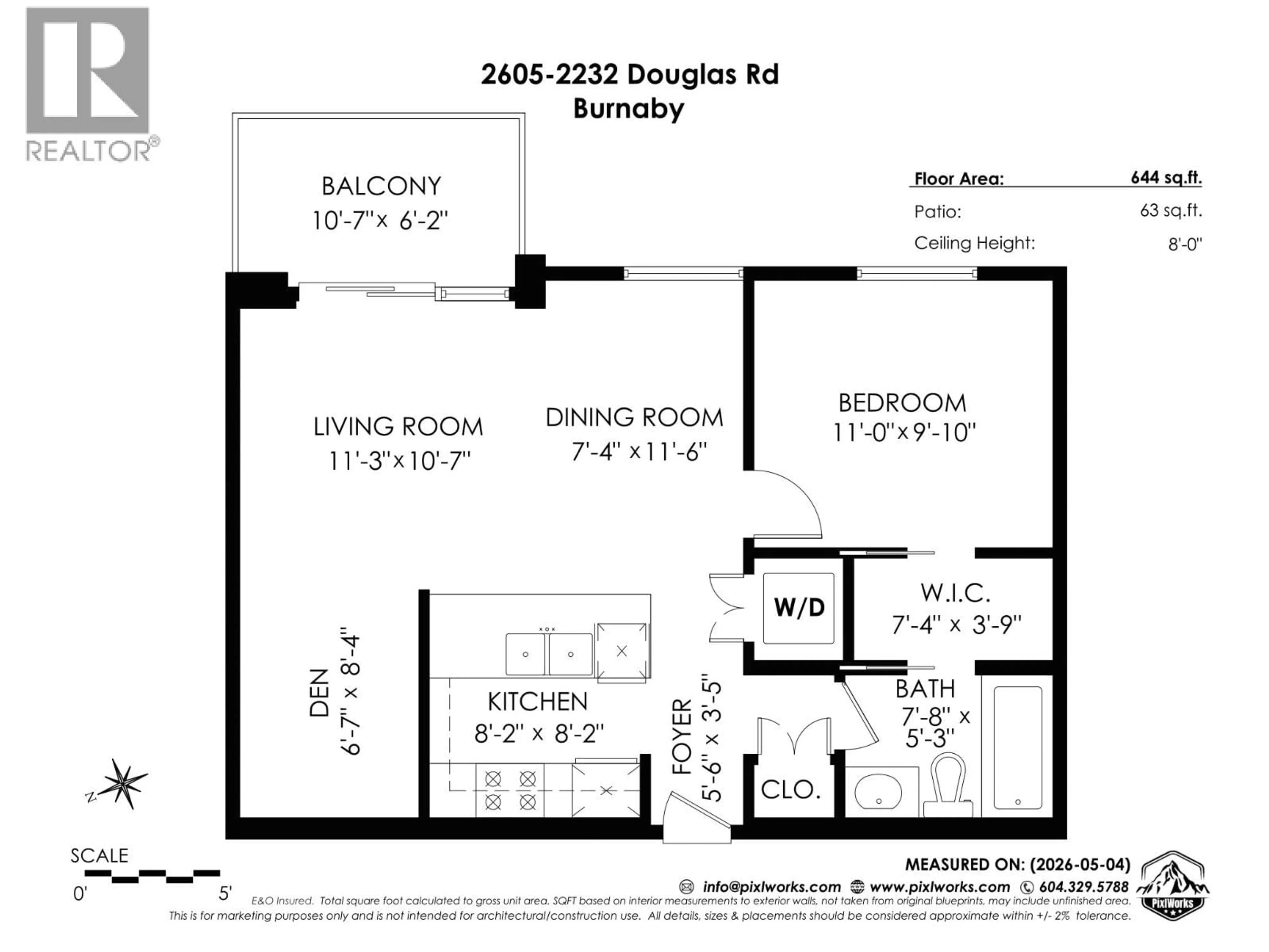 Floor plan for 2605 - 2232 DOUGLAS ROAD, Burnaby British Columbia V5C0G9