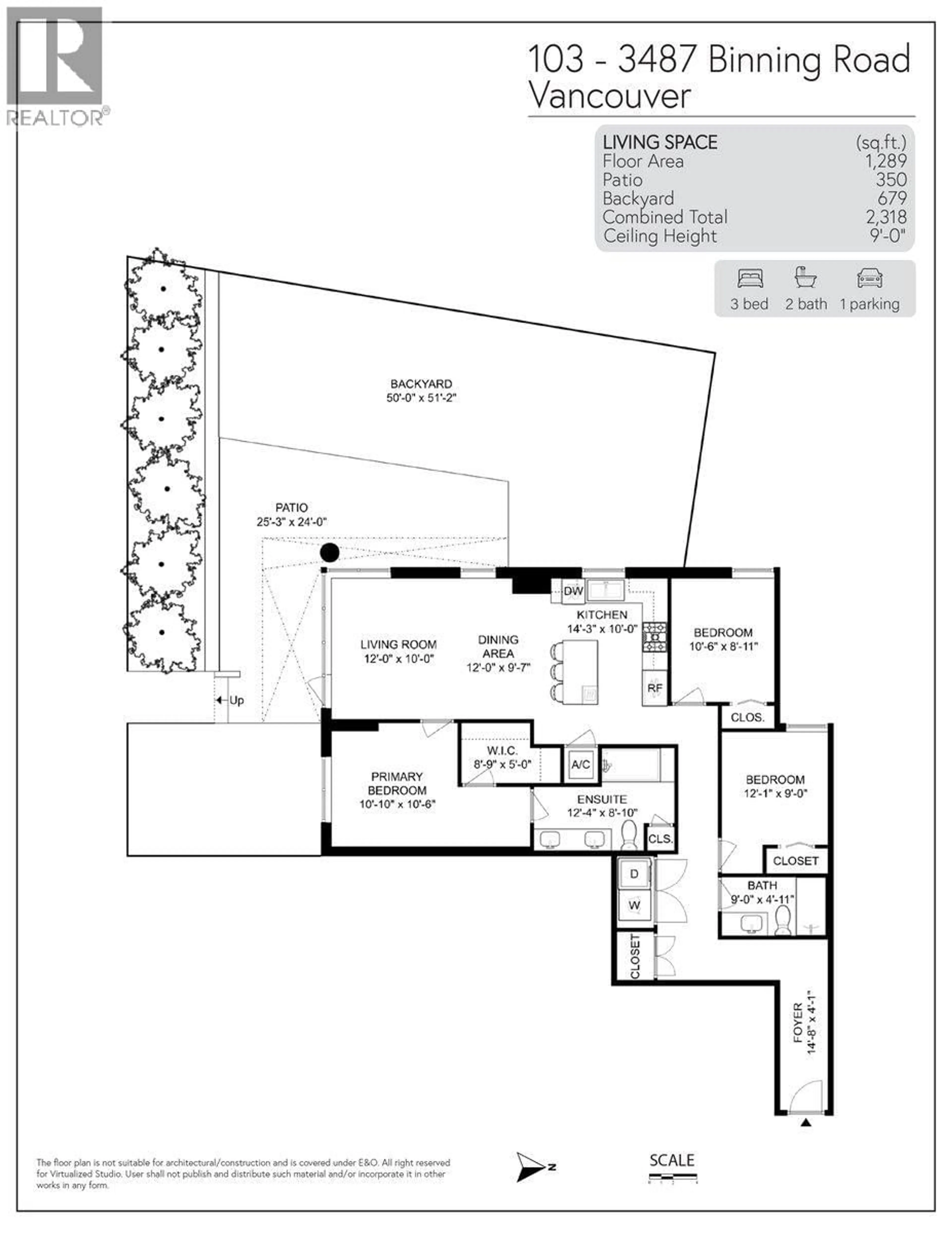 Floor plan for 103 - 3487 BINNING ROAD, Vancouver British Columbia V6S0K8