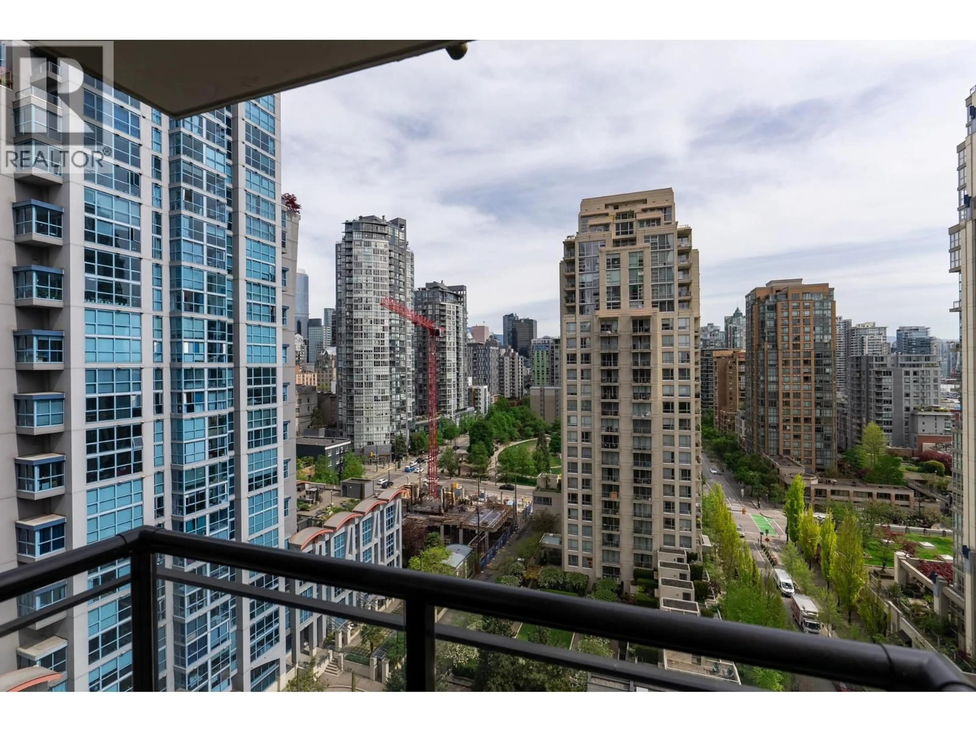 Balcony in the apartment, city buildings view from balcony for 1703 - 1295 RICHARDS STREET, Vancouver British Columbia V6B4K8