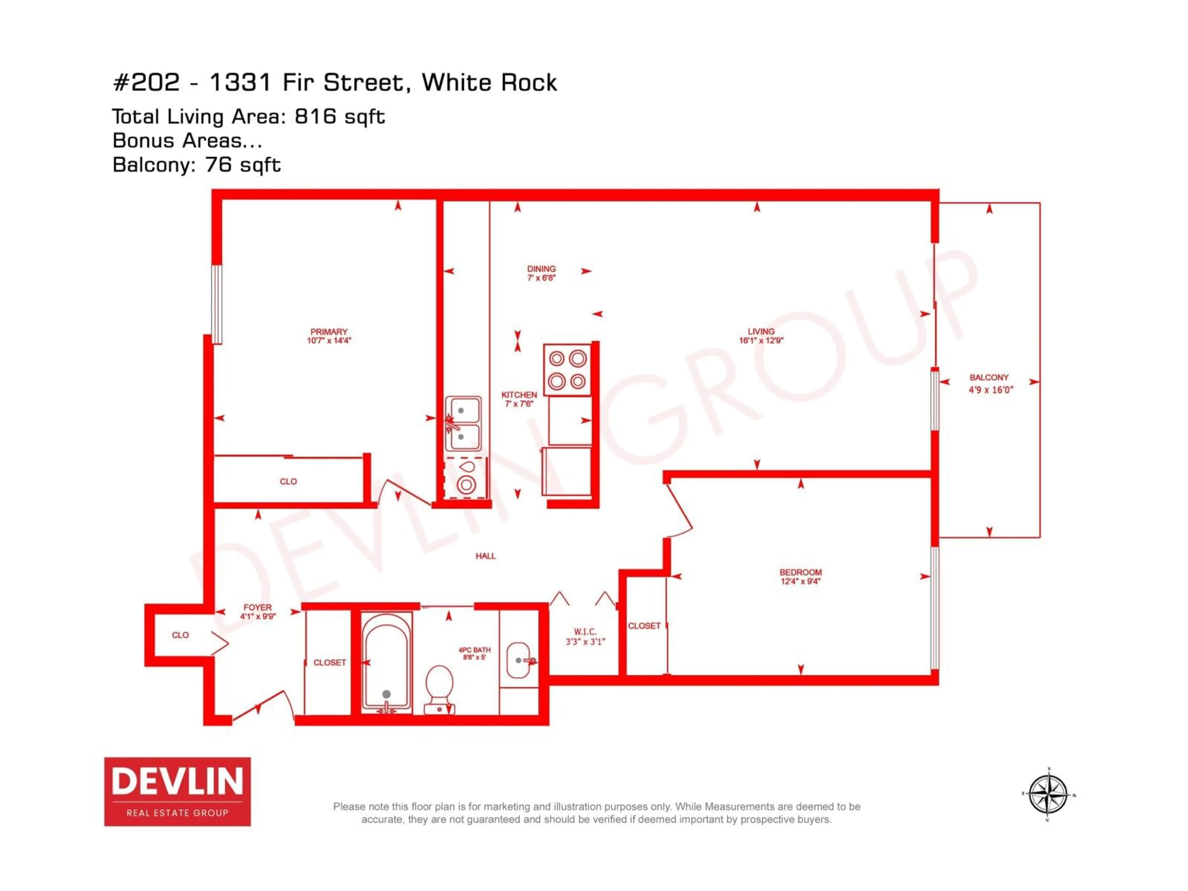 Floor plan for 202 - 1331 FIR STREET, White Rock British Columbia V4B4B3