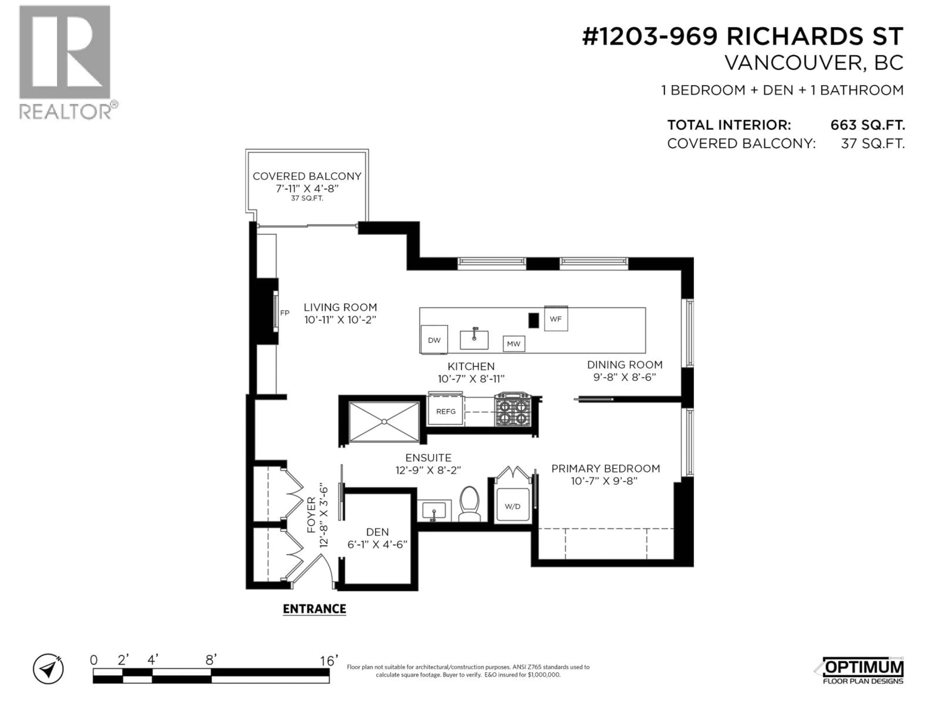Floor plan for 1209 - 969 RICHARDS STREET, Vancouver British Columbia V6B1A8