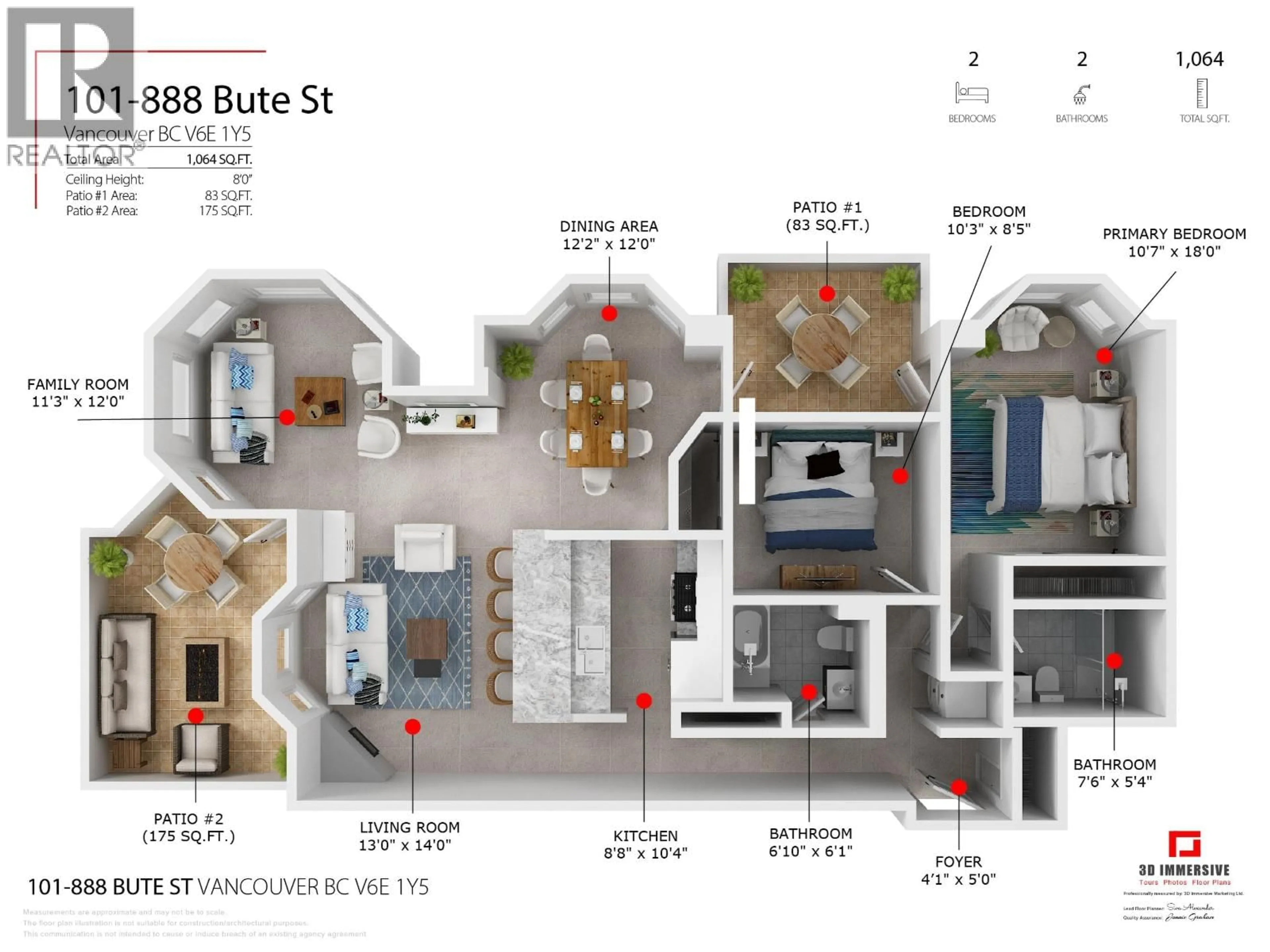 Floor plan for 101 - 888 BUTE STREET, Vancouver British Columbia V6E1Y5