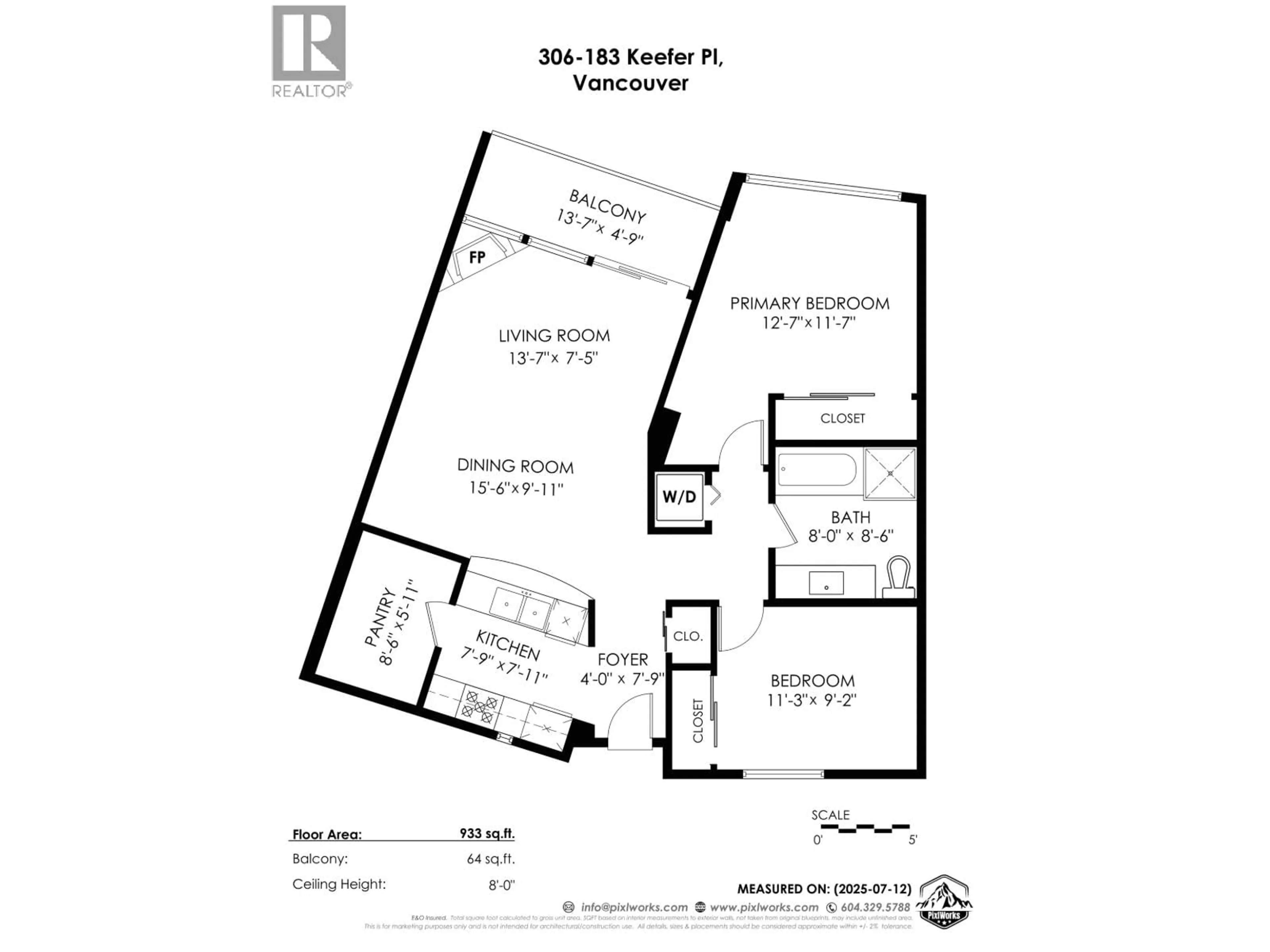 Floor plan for 306 - 183 KEEFER PLACE, Vancouver British Columbia V6B6B9