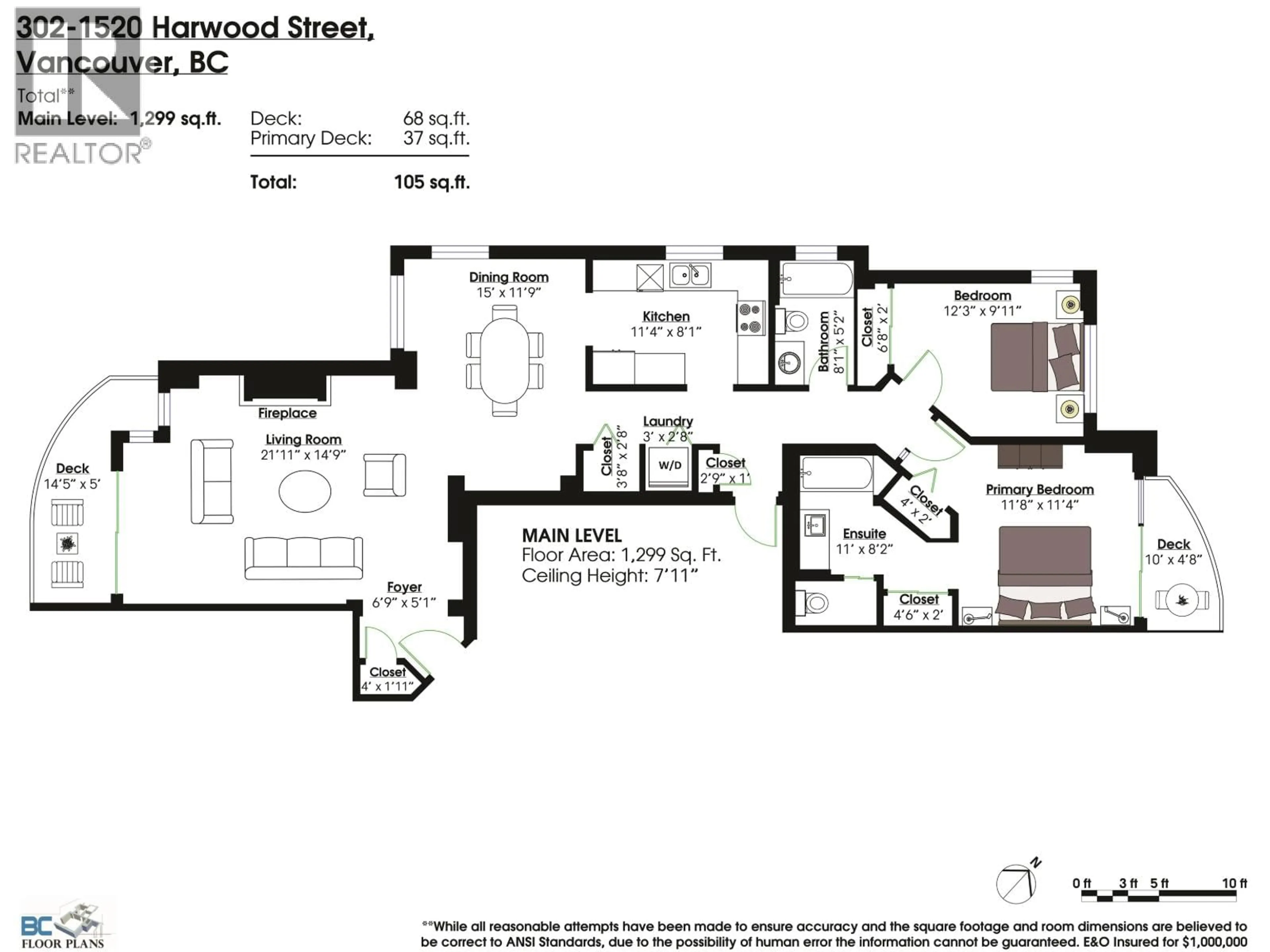 Floor plan for 302 - 1520 HARWOOD STREET, Vancouver British Columbia V6G1X9