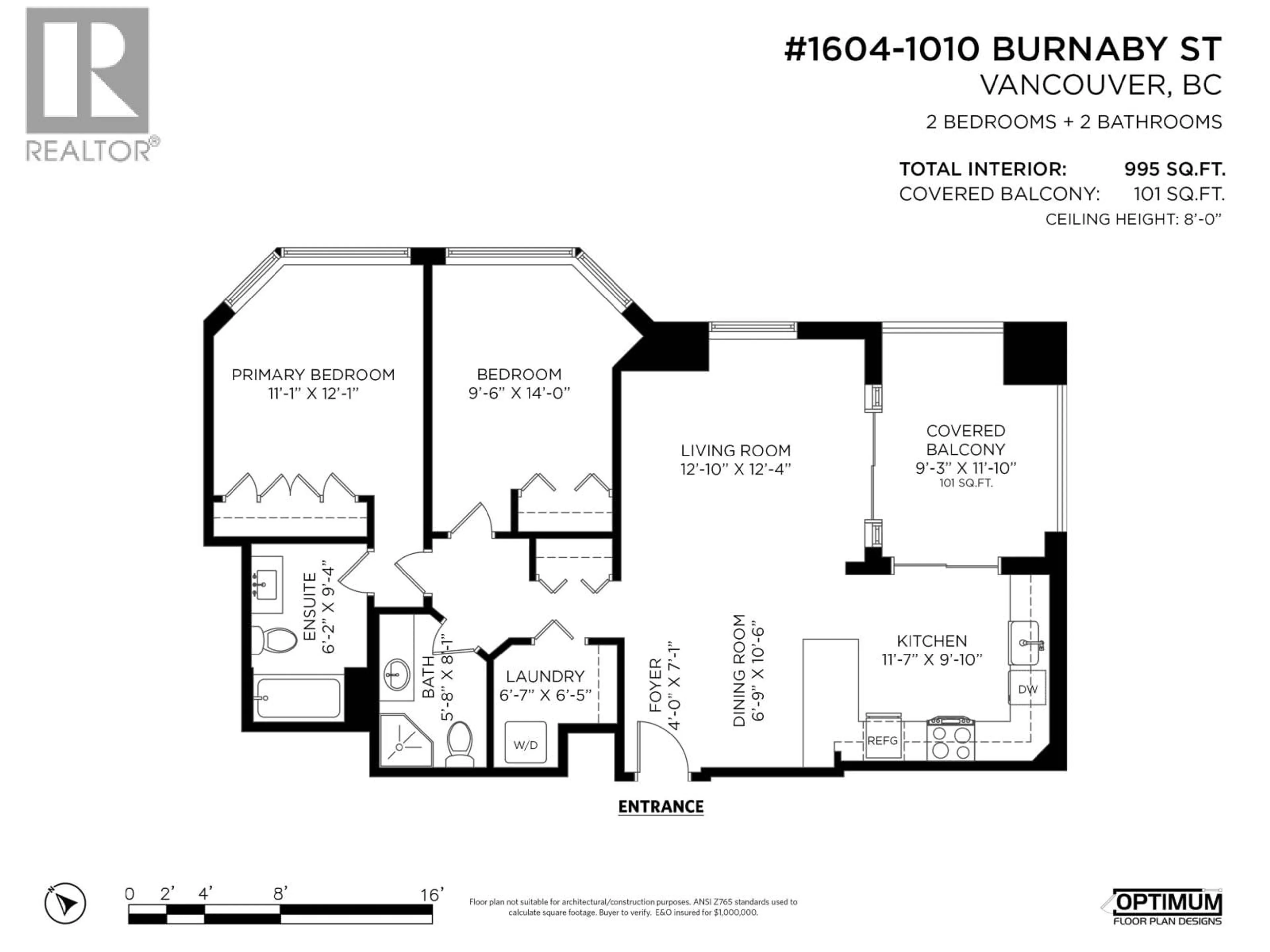 Floor plan for 1604 - 1010 BURNABY STREET, Vancouver British Columbia V6E4L8