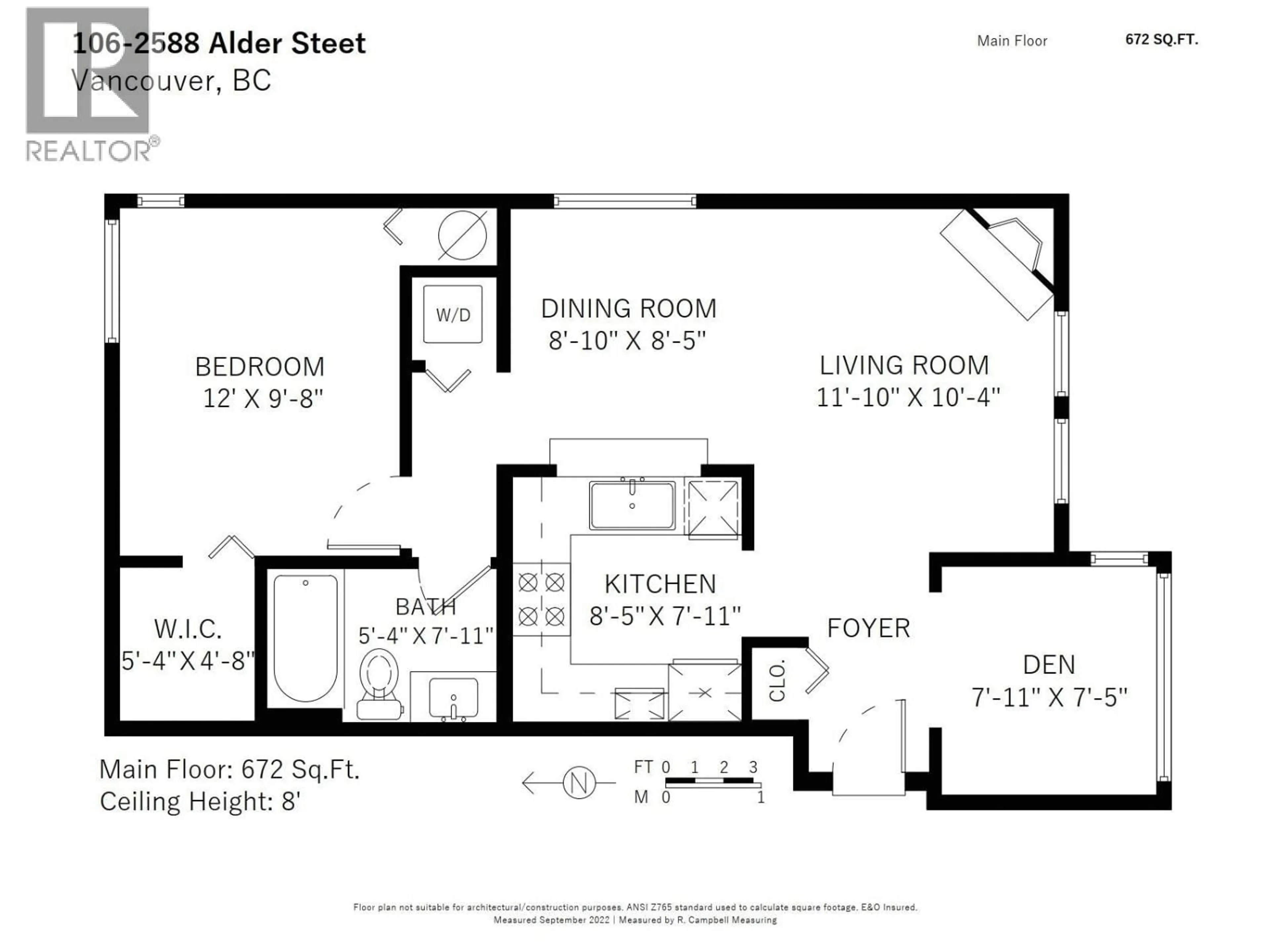 Floor plan for 106 - 2588 ALDER STREET, Vancouver British Columbia V6H4E3