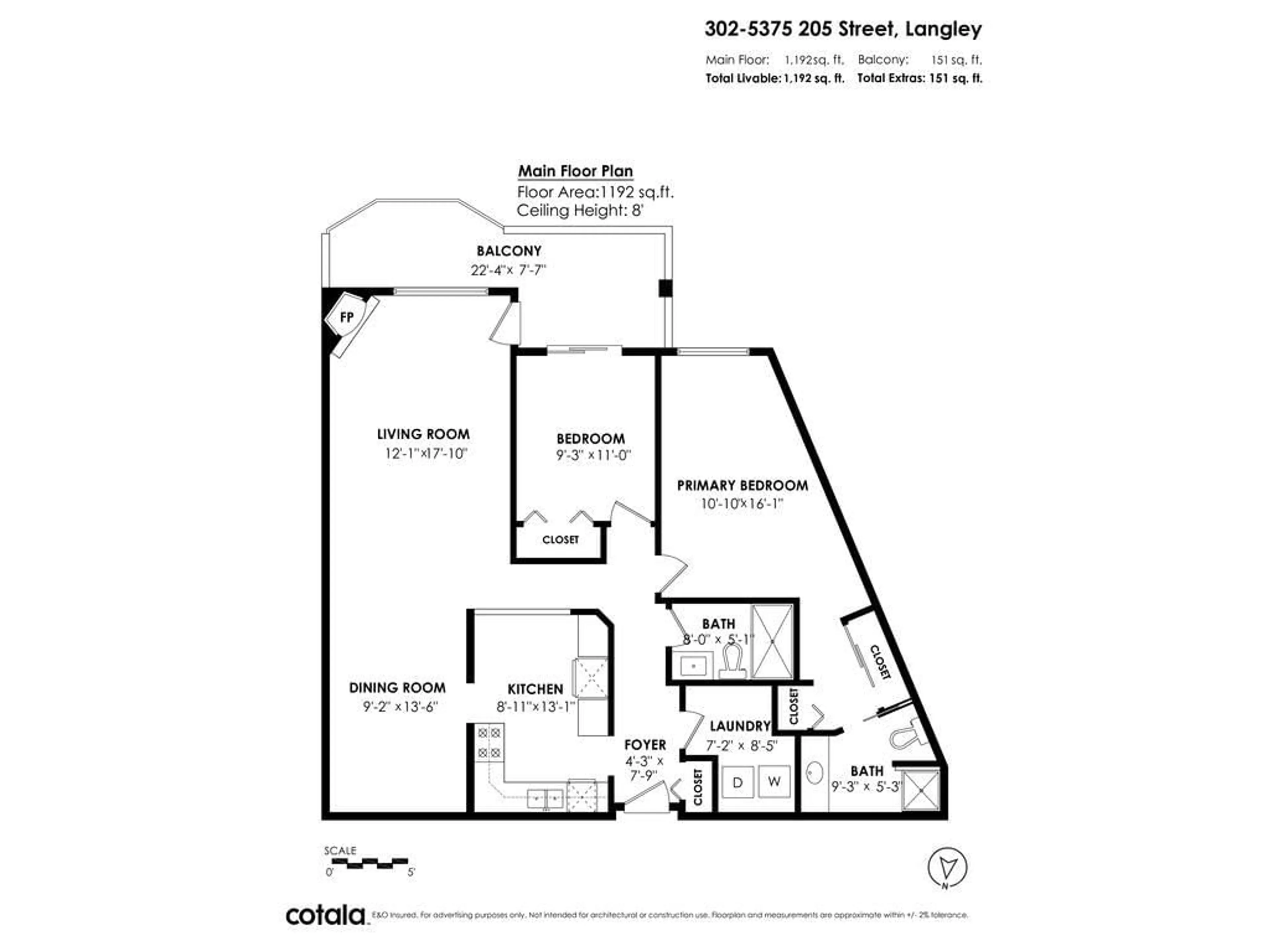 Floor plan for 302 - 5375 205 STREET, Langley British Columbia V3A7V7