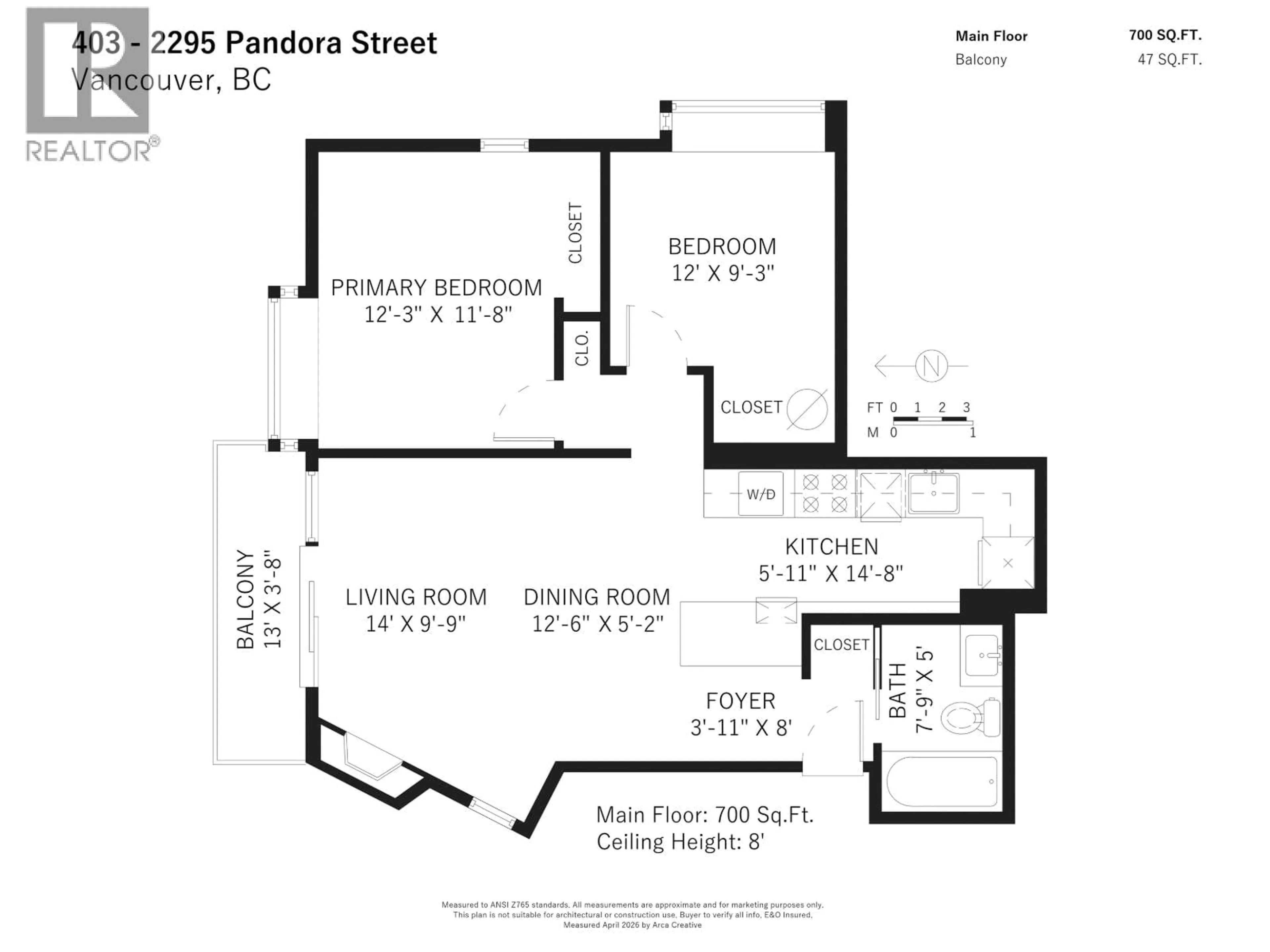 Floor plan for 403 - 2295 PANDORA STREET, Vancouver British Columbia V5L1N6