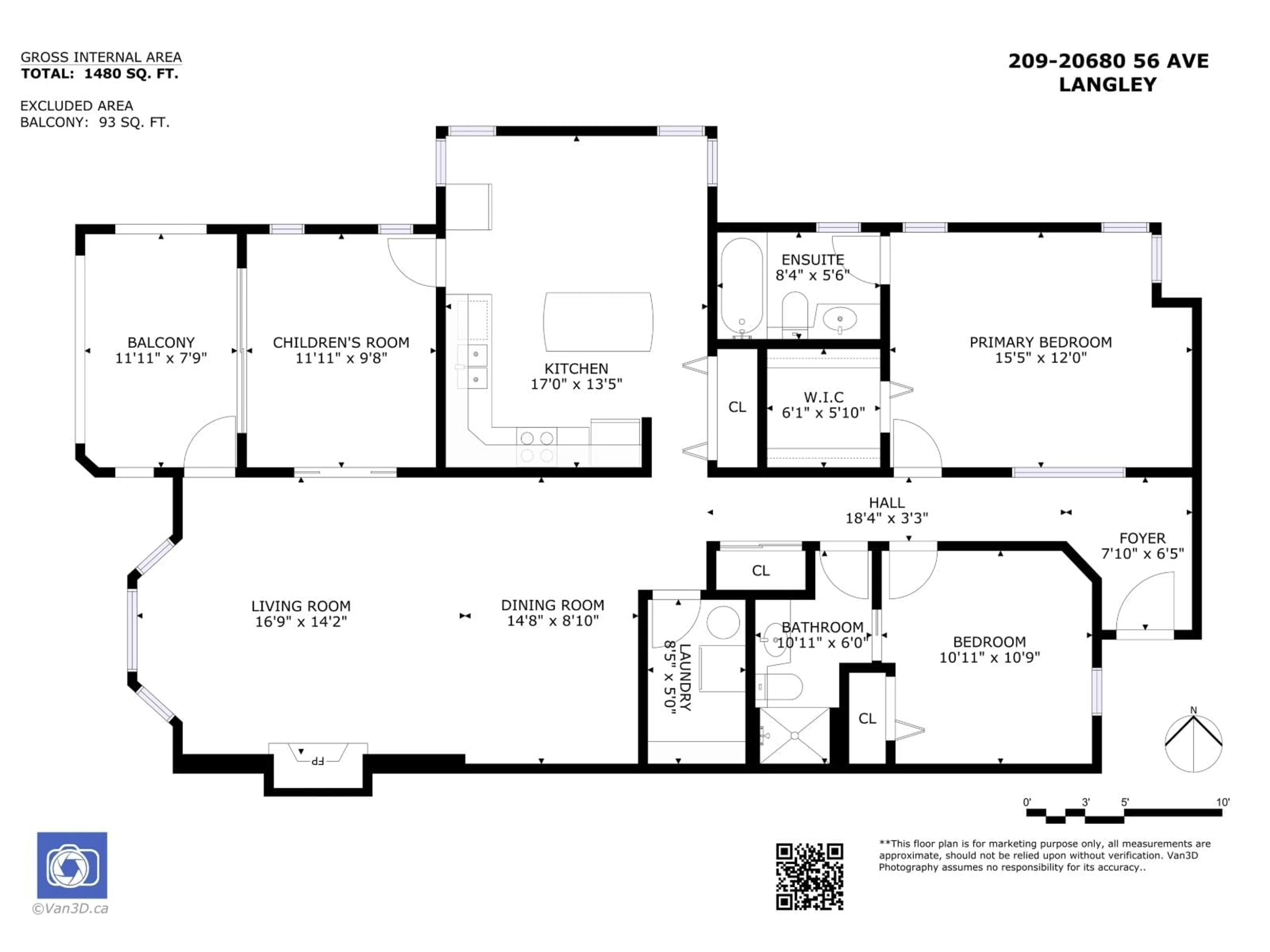 Floor plan for 209 - 20680 56 AVENUE, Langley British Columbia V3A3Z1