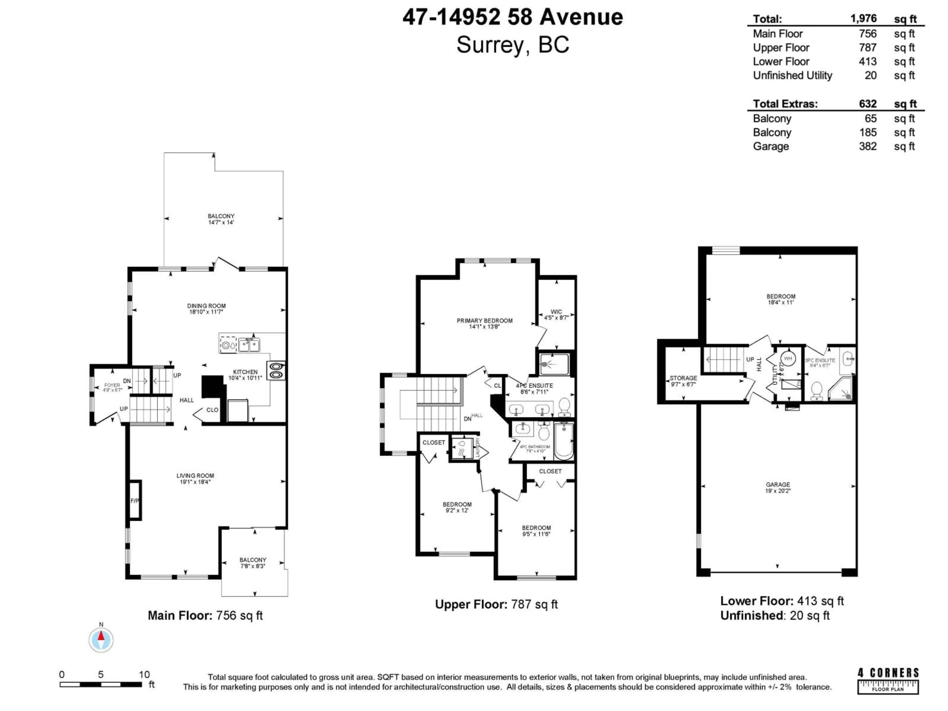 Floor plan for 47 - 14952 58 AVENUE, Surrey British Columbia V3S9J2