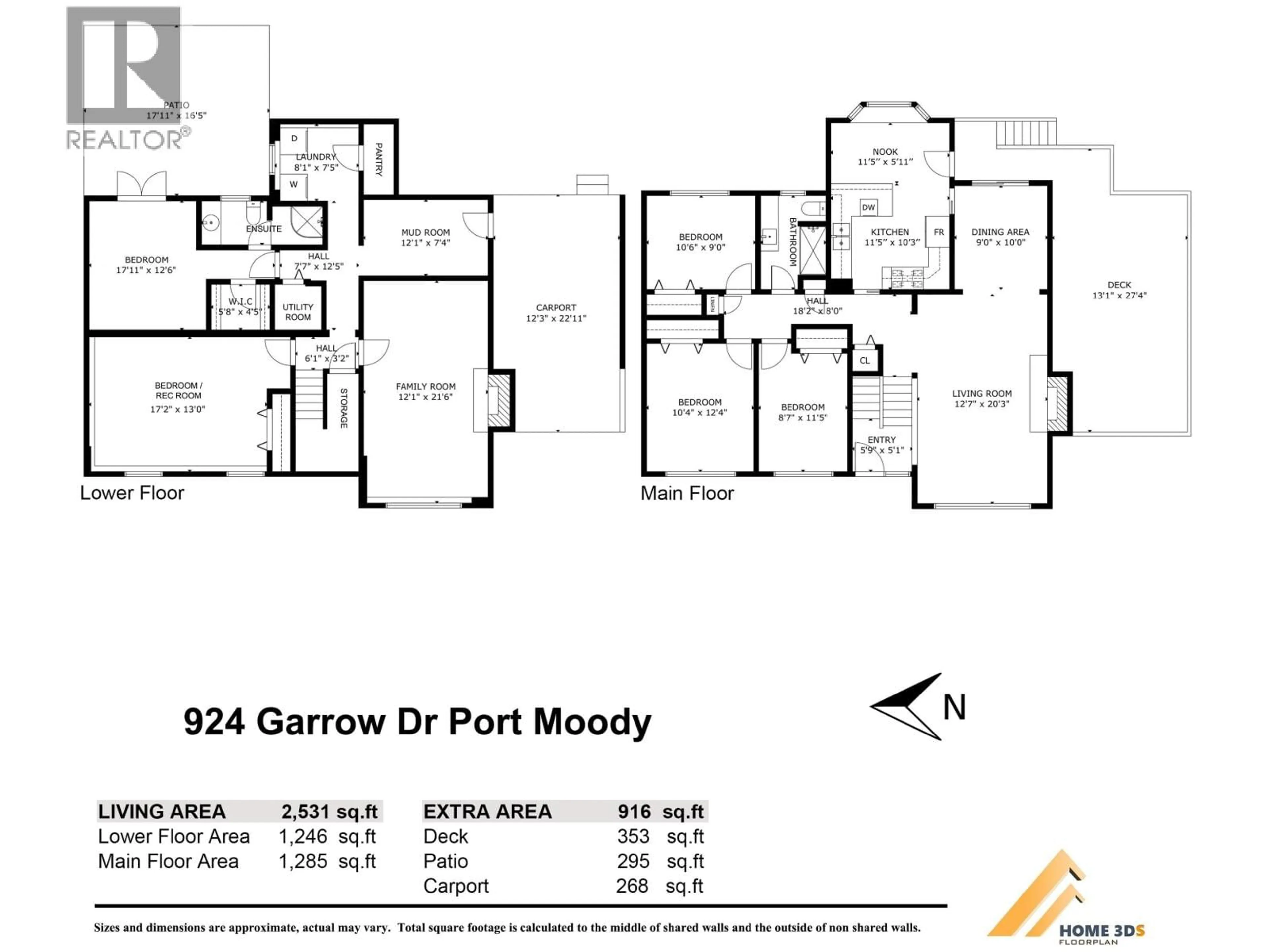 Floor plan for 924 GARROW DRIVE, Port Moody British Columbia V3H1H9