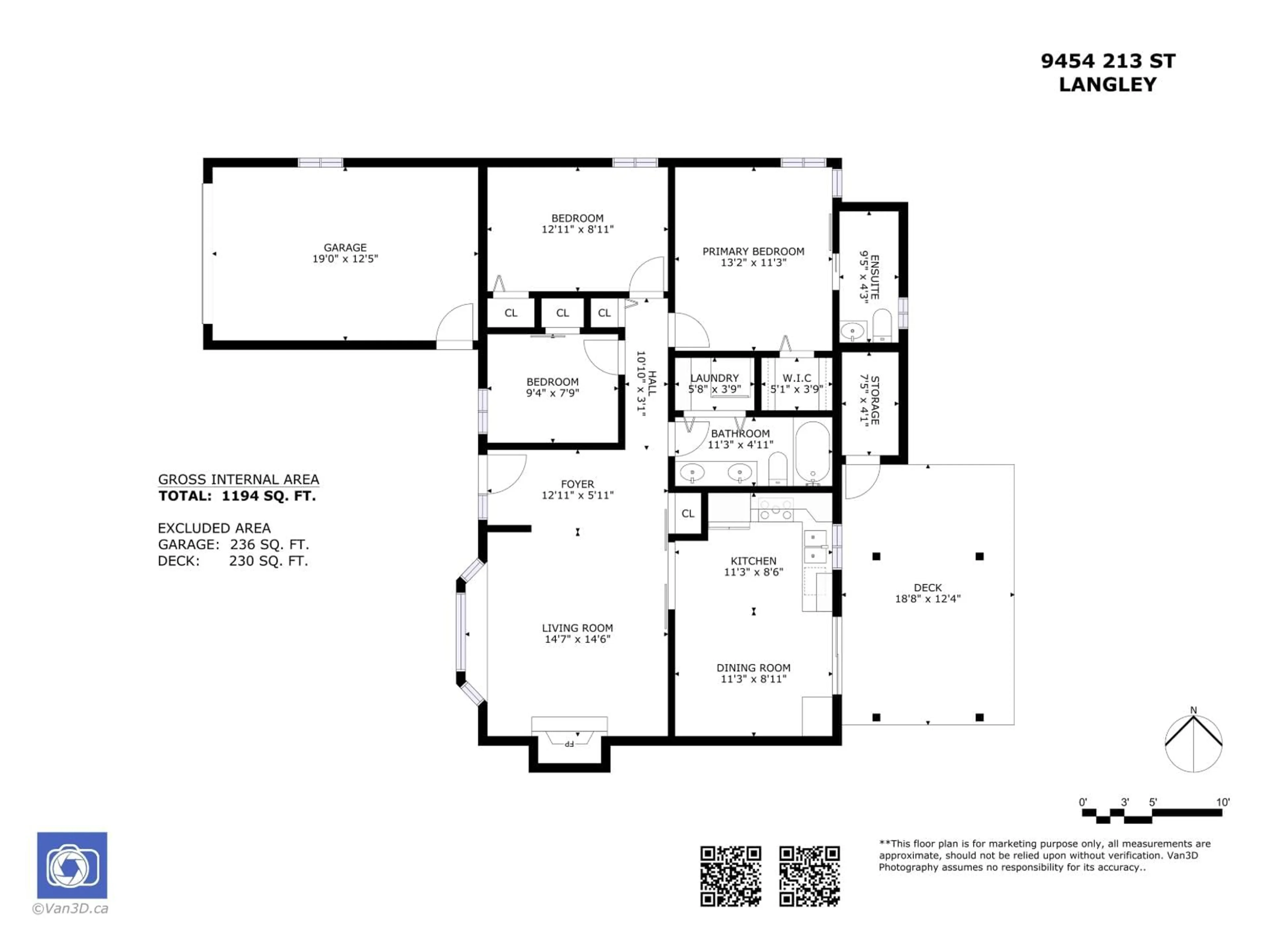 Floor plan for 9454 213 STREET, Langley British Columbia V1M1T2