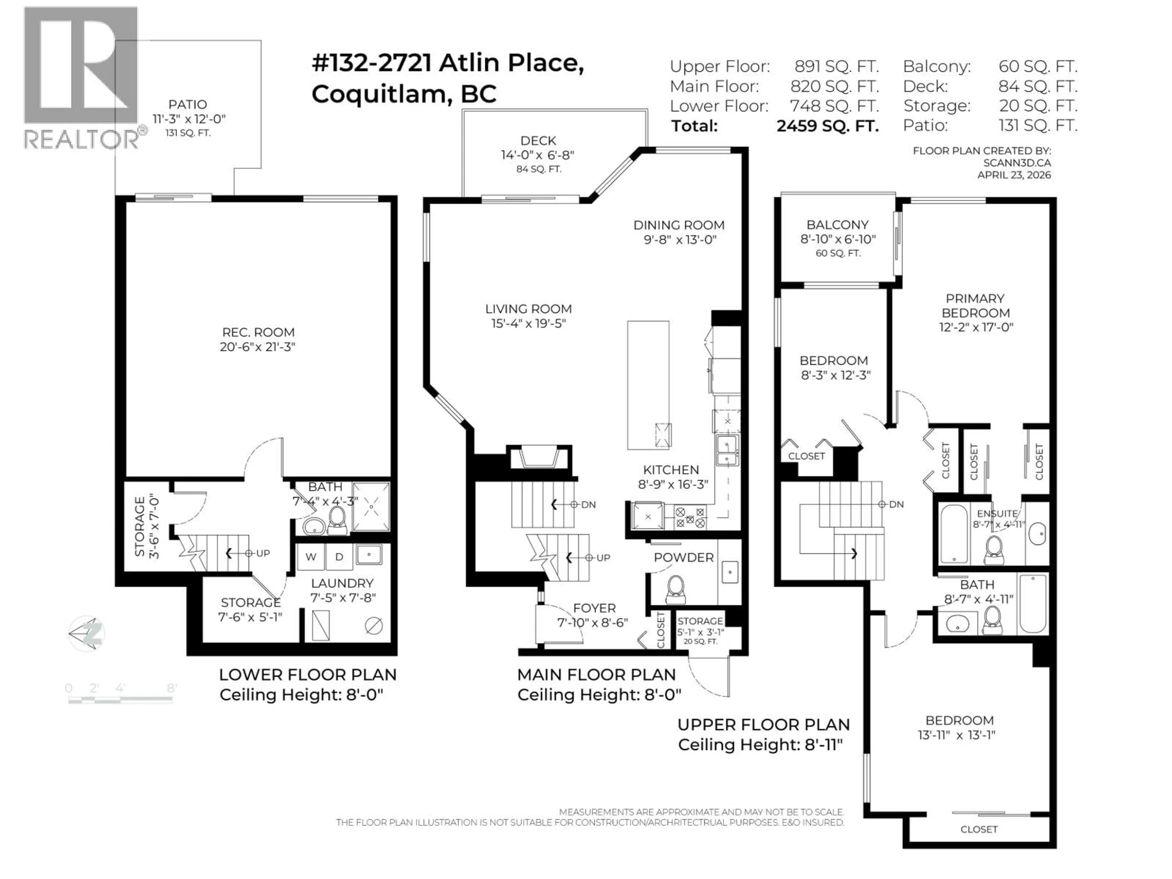 Floor plan for 132 - 2721 ATLIN PLACE, Coquitlam British Columbia V3C5B1