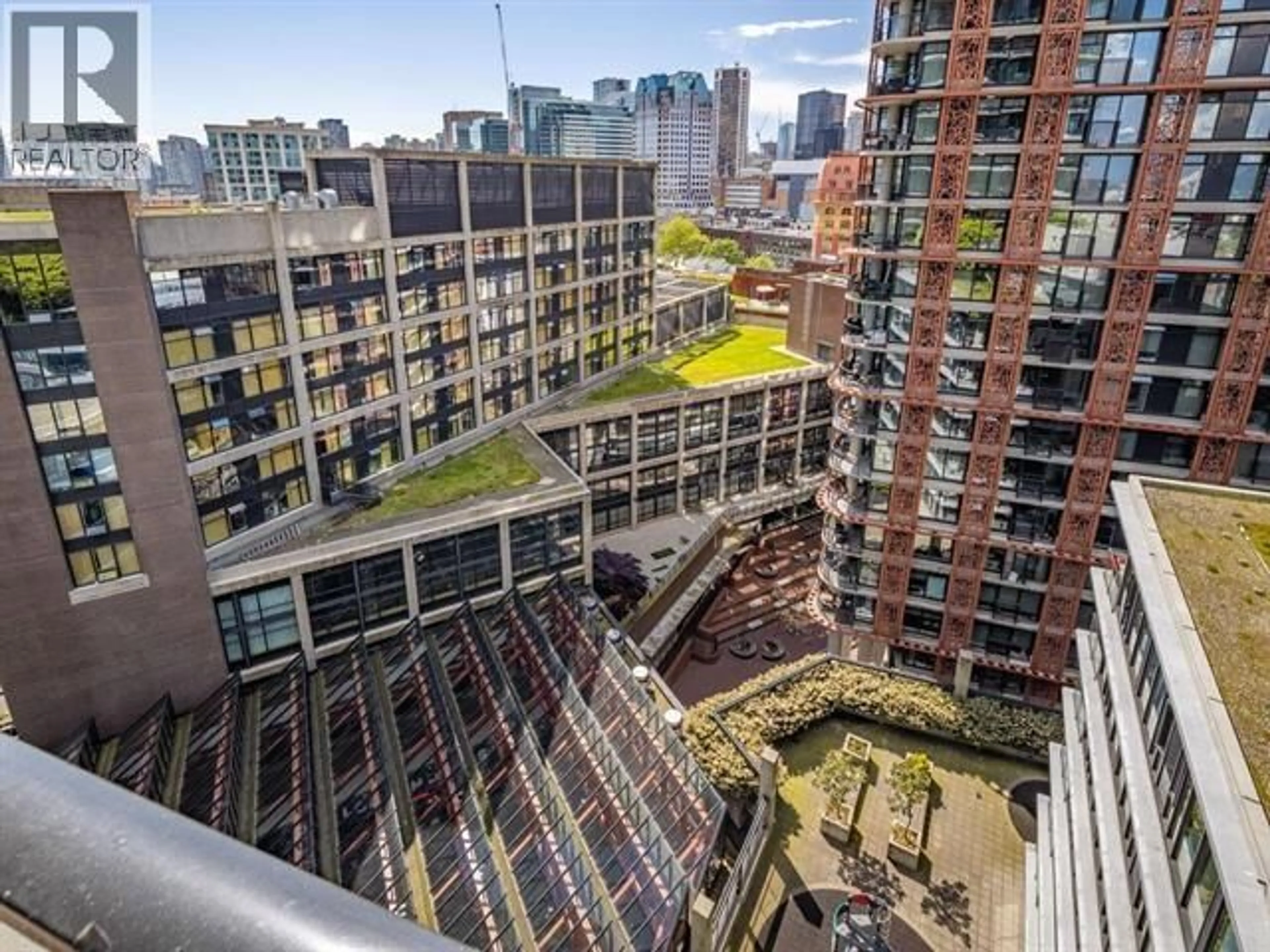 A pic from outside/outdoor area/front of a property/back of a property/a pic from drone, city buildings view from balcony for 1506 - 108 CORDOVA STREET, Vancouver British Columbia V6B0G5