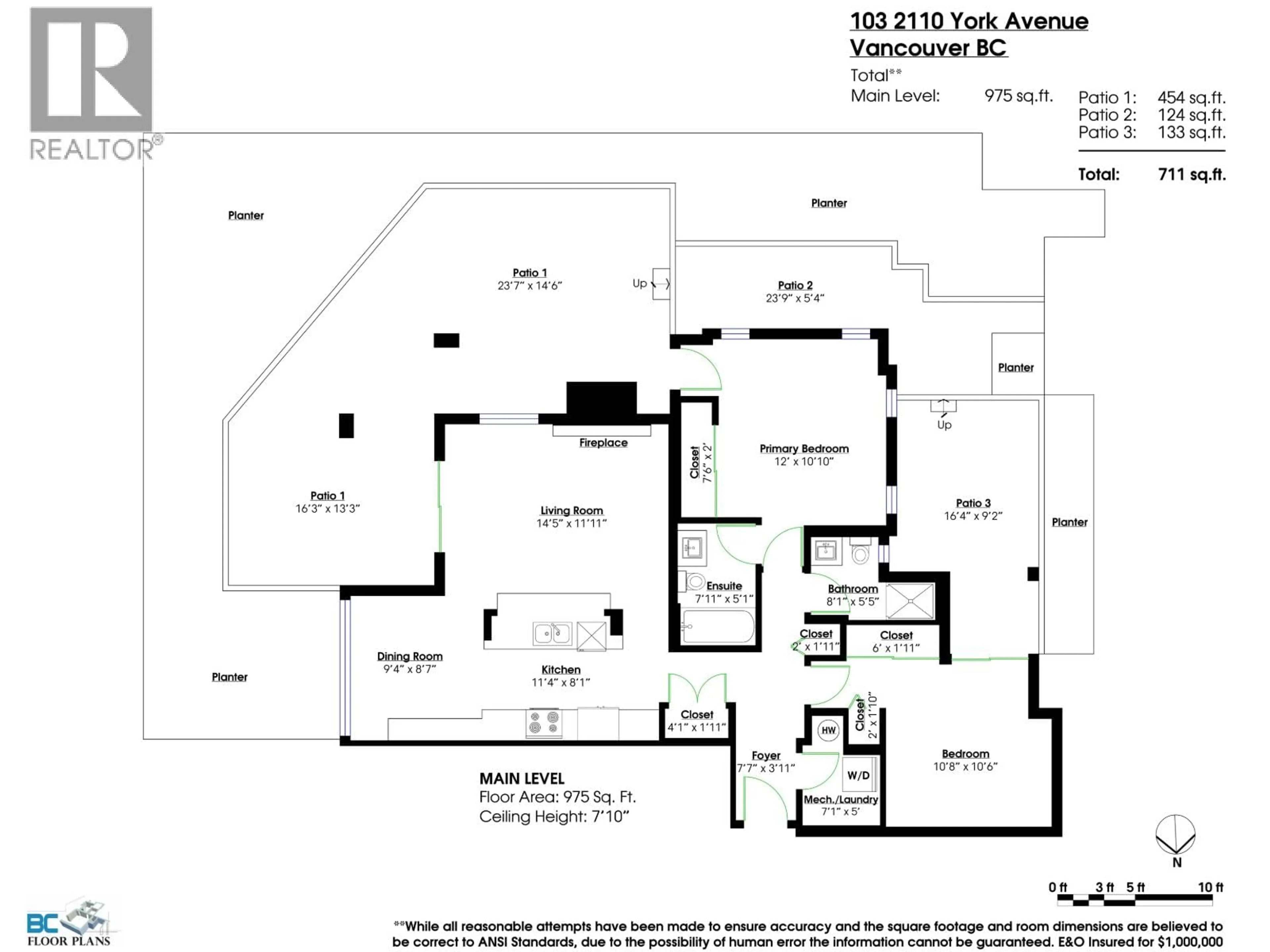 Floor plan for 103 - 2110 YORK AVENUE, Vancouver British Columbia V6K1C3
