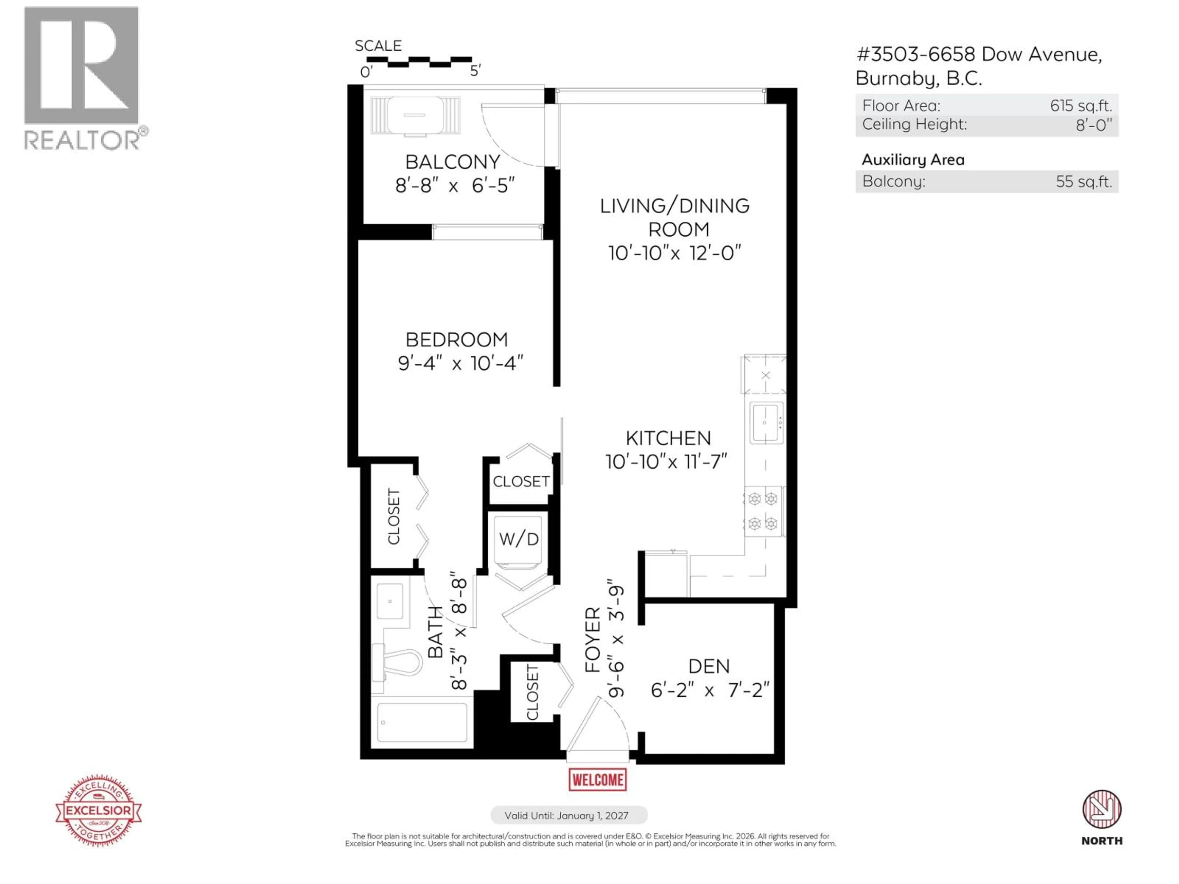 Floor plan for 3503 - 6658 DOW AVENUE, Burnaby British Columbia V5H0C7