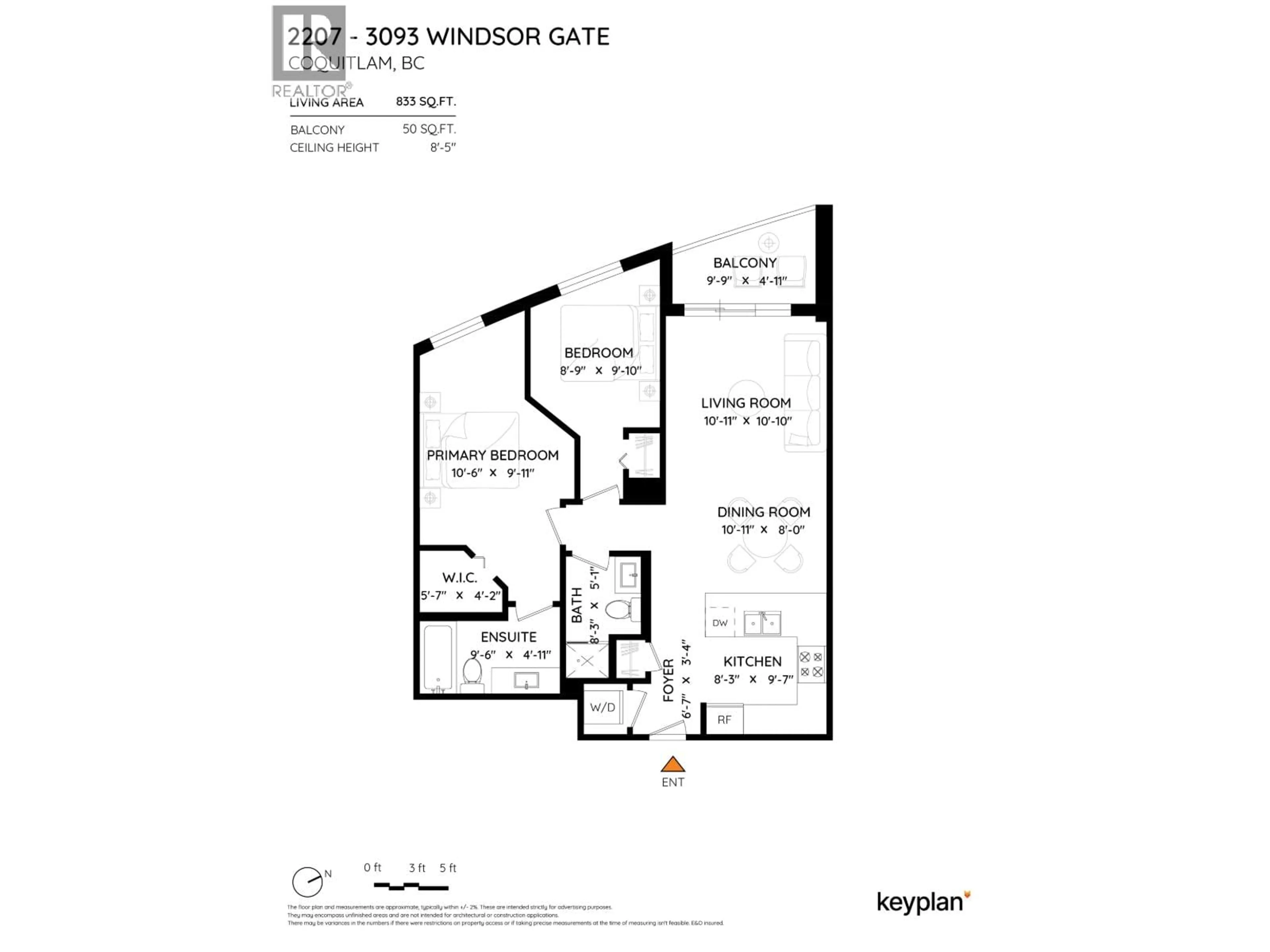 Floor plan for 2207 - 3093 WINDSOR GATE, Coquitlam British Columbia V3B0N2