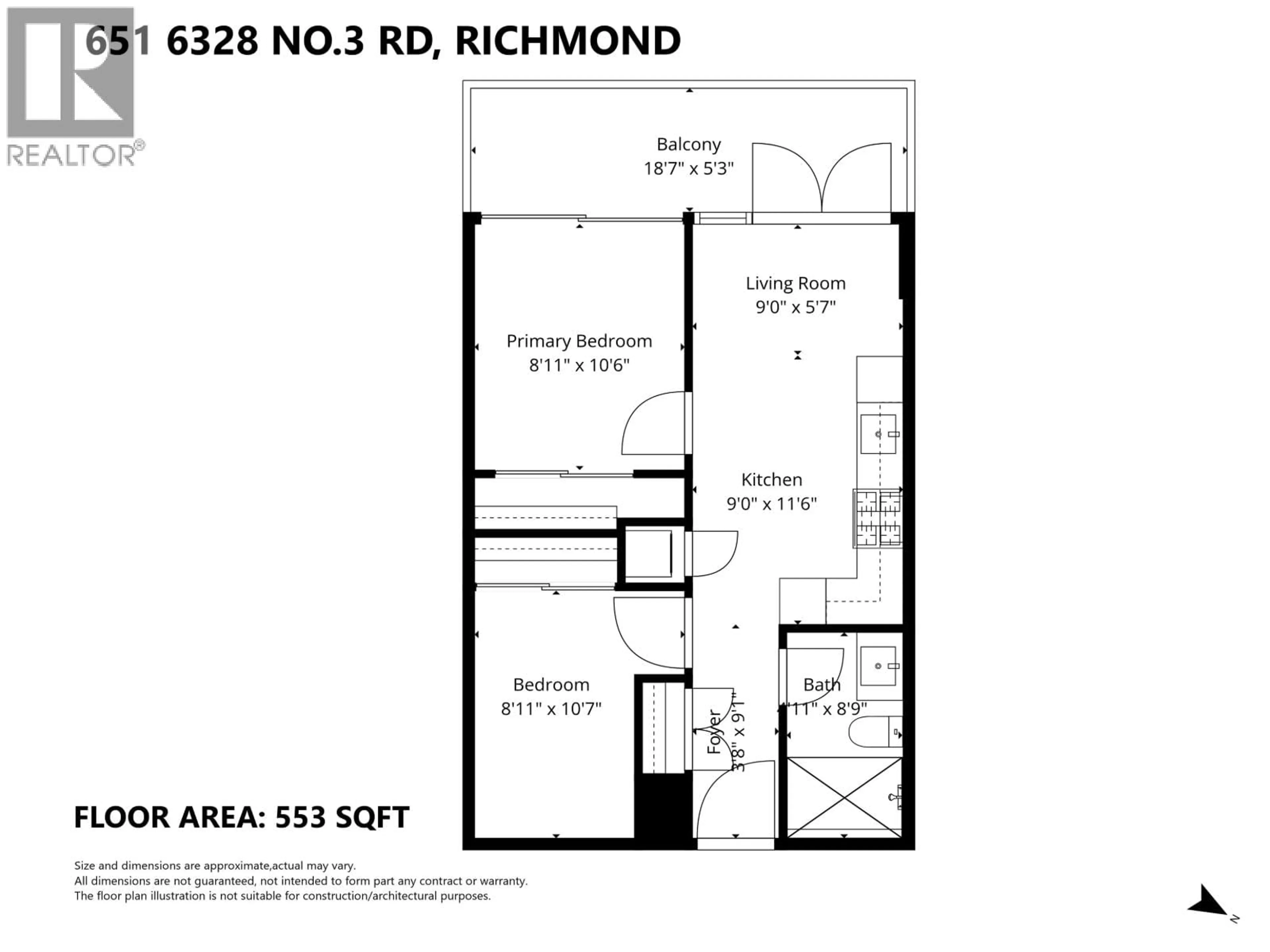 Floor plan for 651 - 6328 NO. 3 ROAD, Richmond British Columbia V6Y0L6