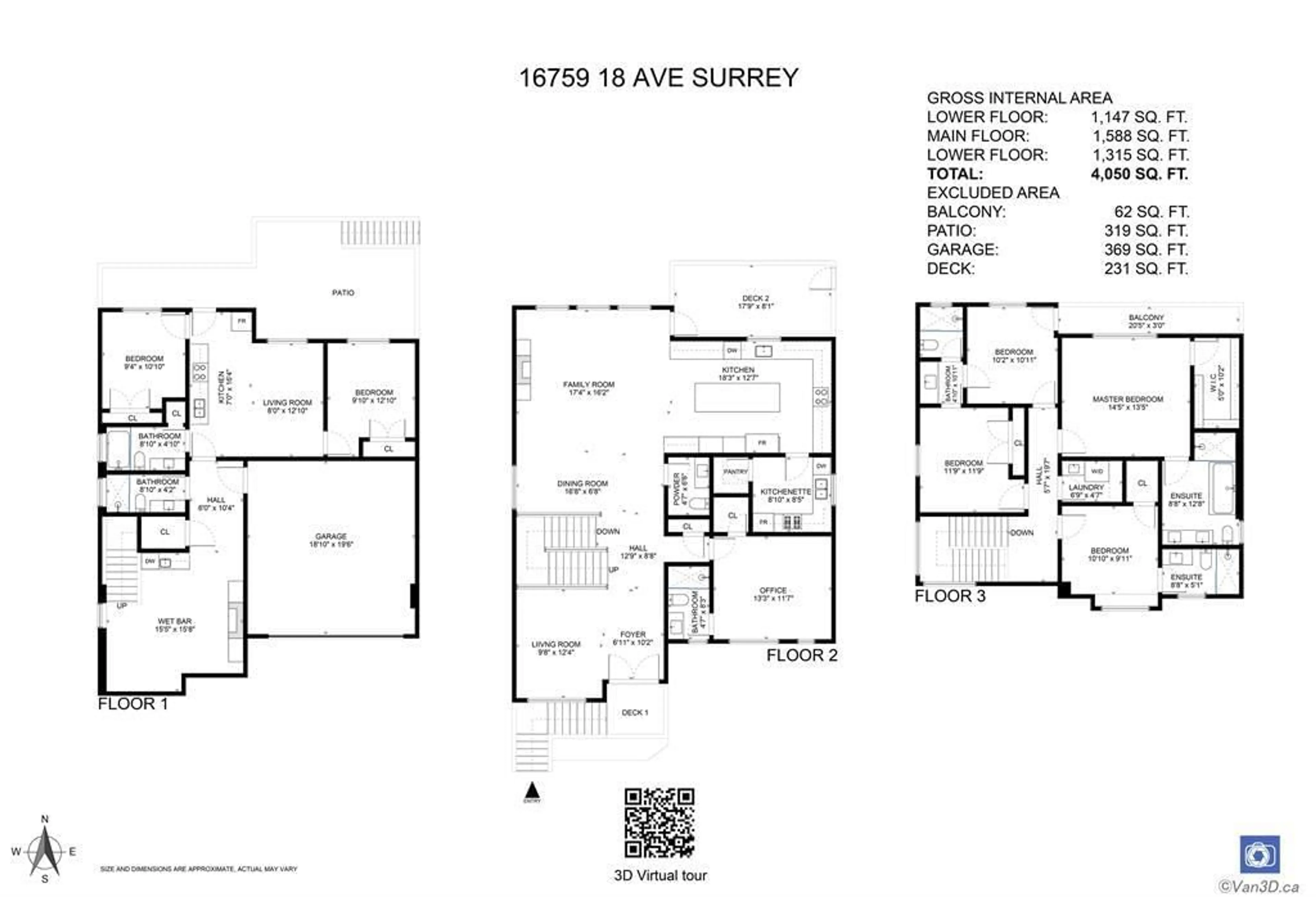 Floor plan for 16759 18 AVENUE, Surrey British Columbia V3Z9X5