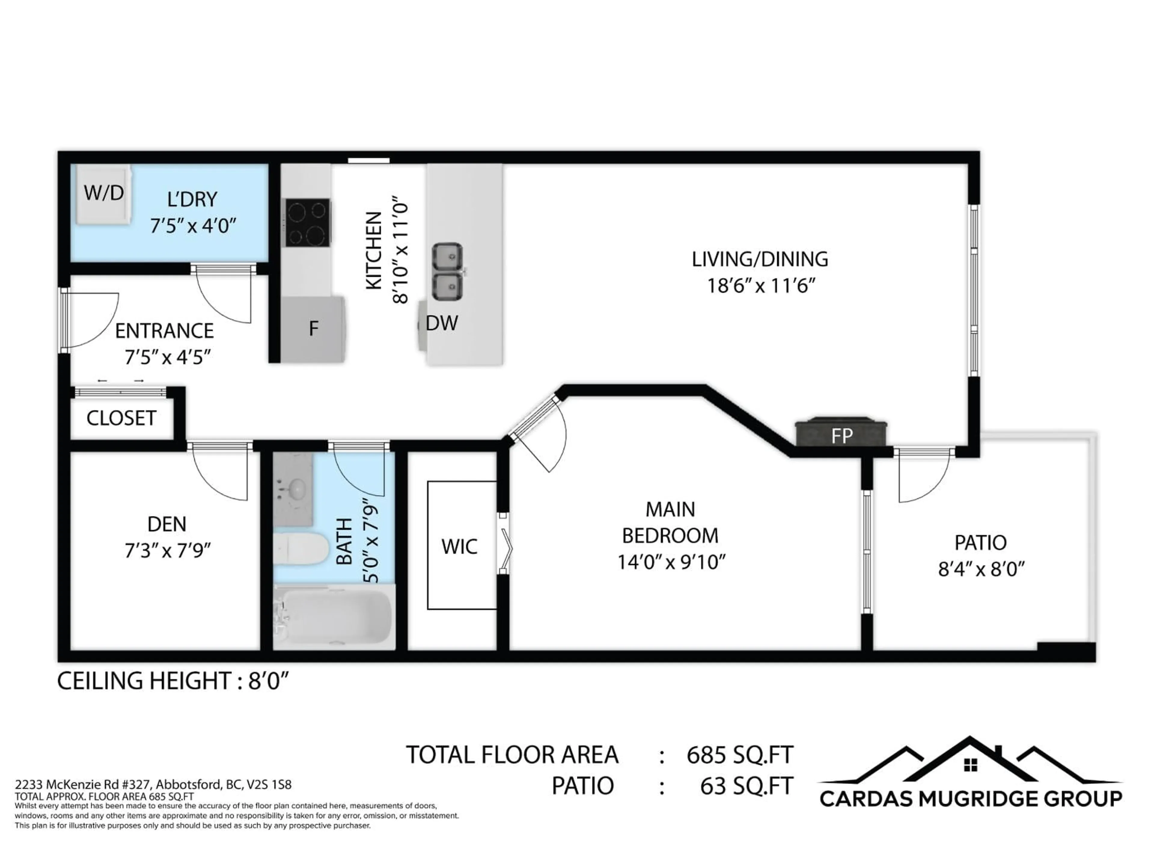 Floor plan for 327 - 2233 MCKENZIE ROAD, Abbotsford British Columbia V2S4A1
