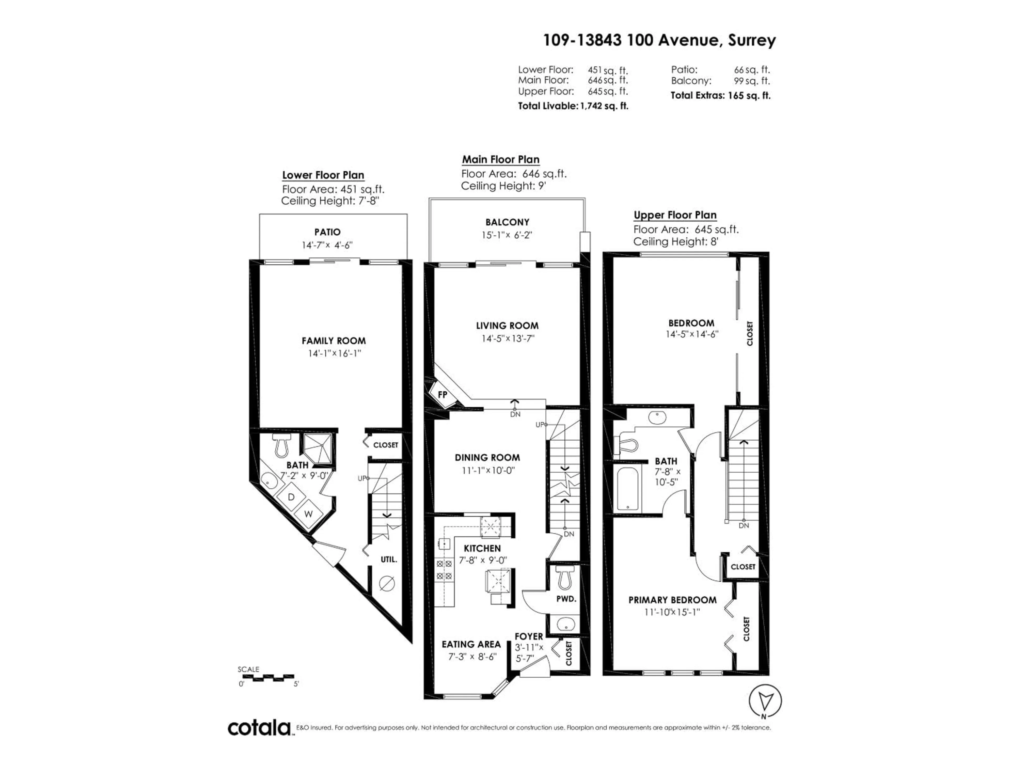 Floor plan for 109 - 13843 100 AVENUE, Surrey British Columbia V3T5P4